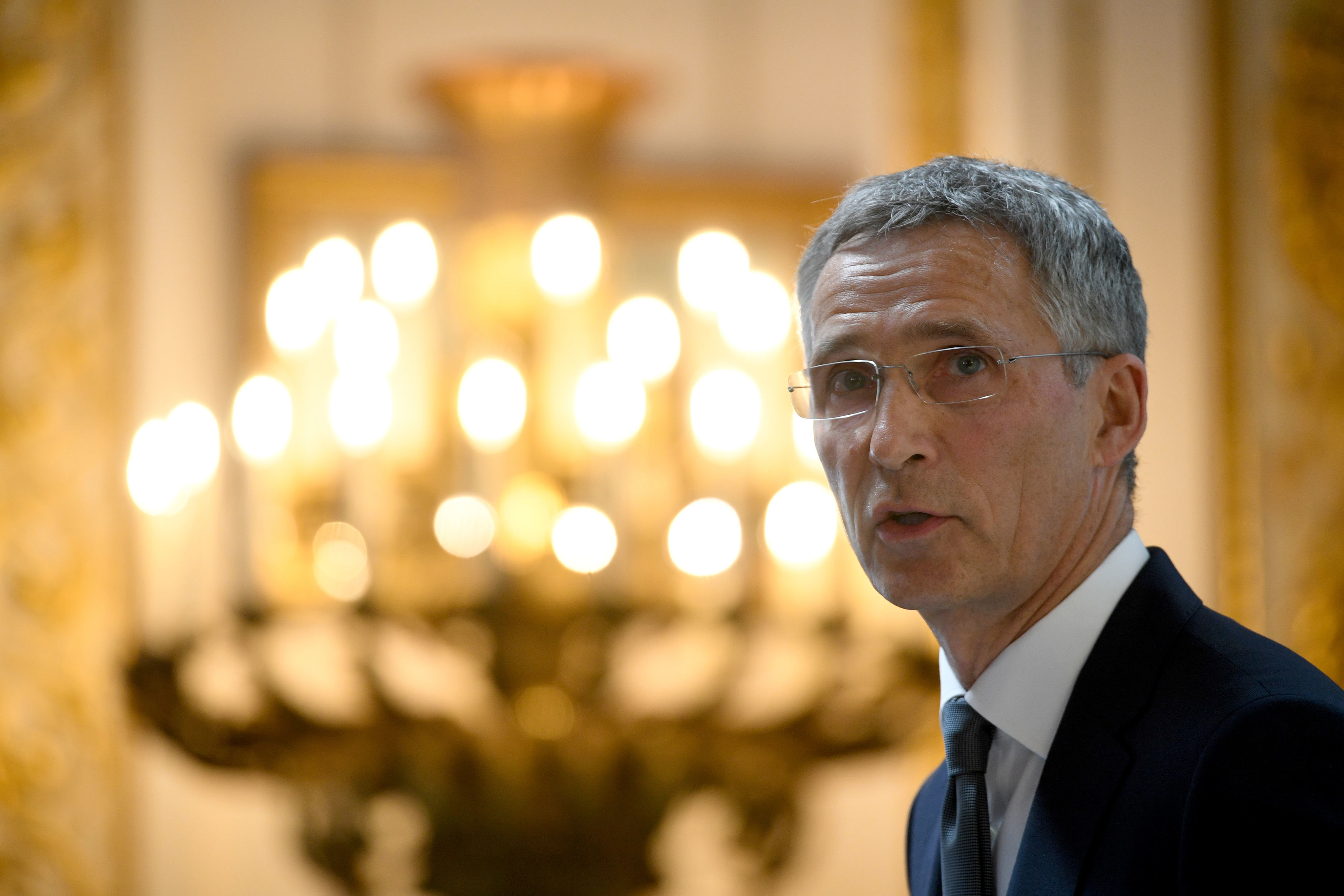 NATO Secretary General Jens Stoltenberg giving a speech at Lancaster House, London, where he appealed to Western allies to continue to work together in the interests of shared security, despite a series of public rifts between the US and other member states.