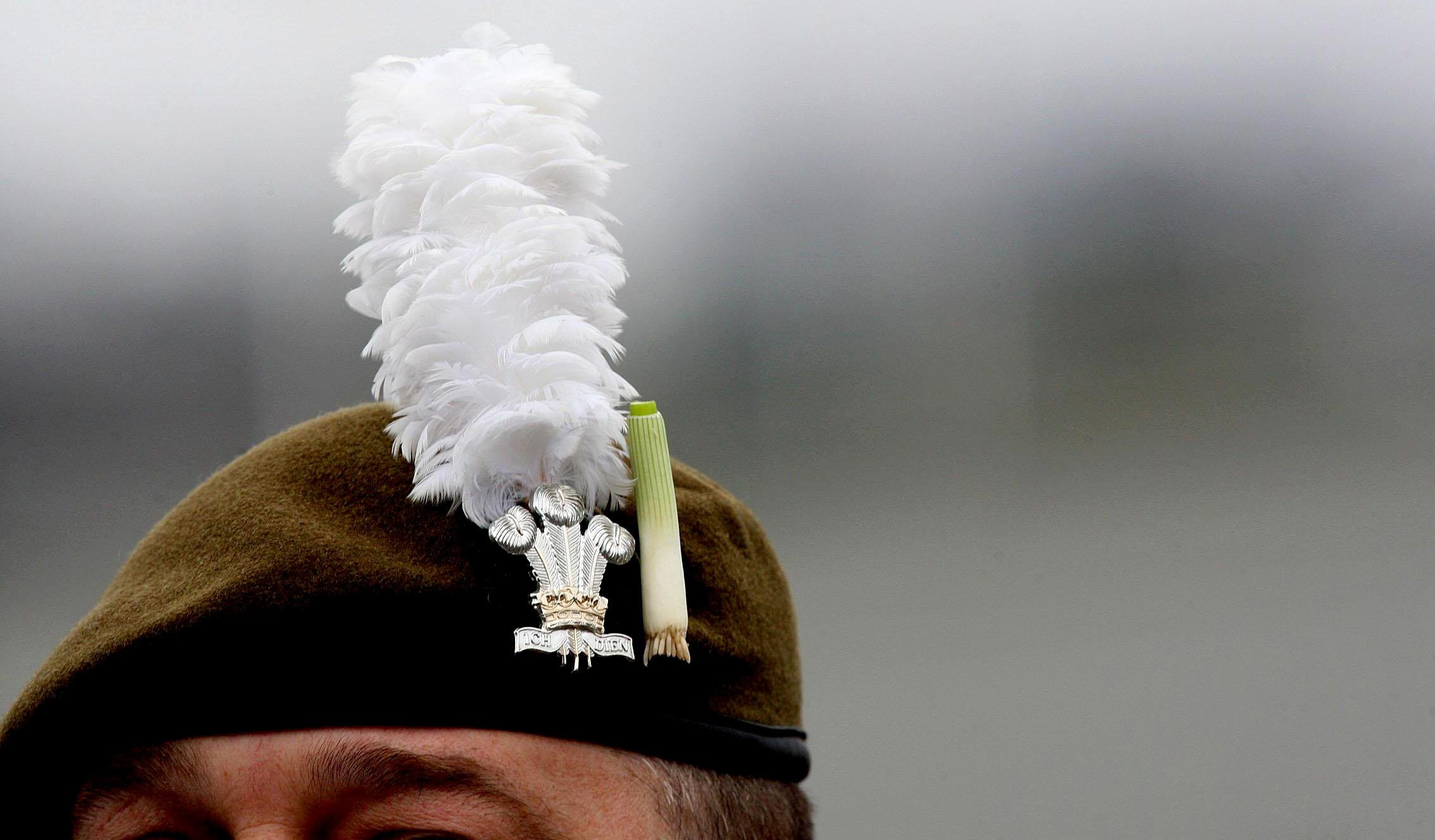 The Royal Welsh celebrate St David's Day - Leeks - CREDIT: Steve Parsons/PA Images
