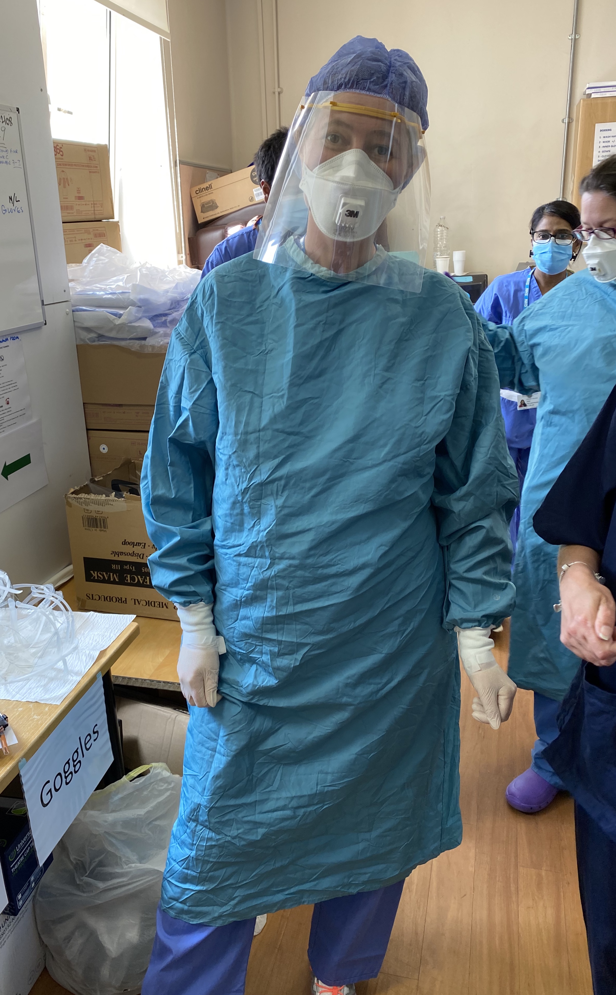 NHS staff at St Helier Hospital wearing Tim's PPE. Credit: BFBS Academy