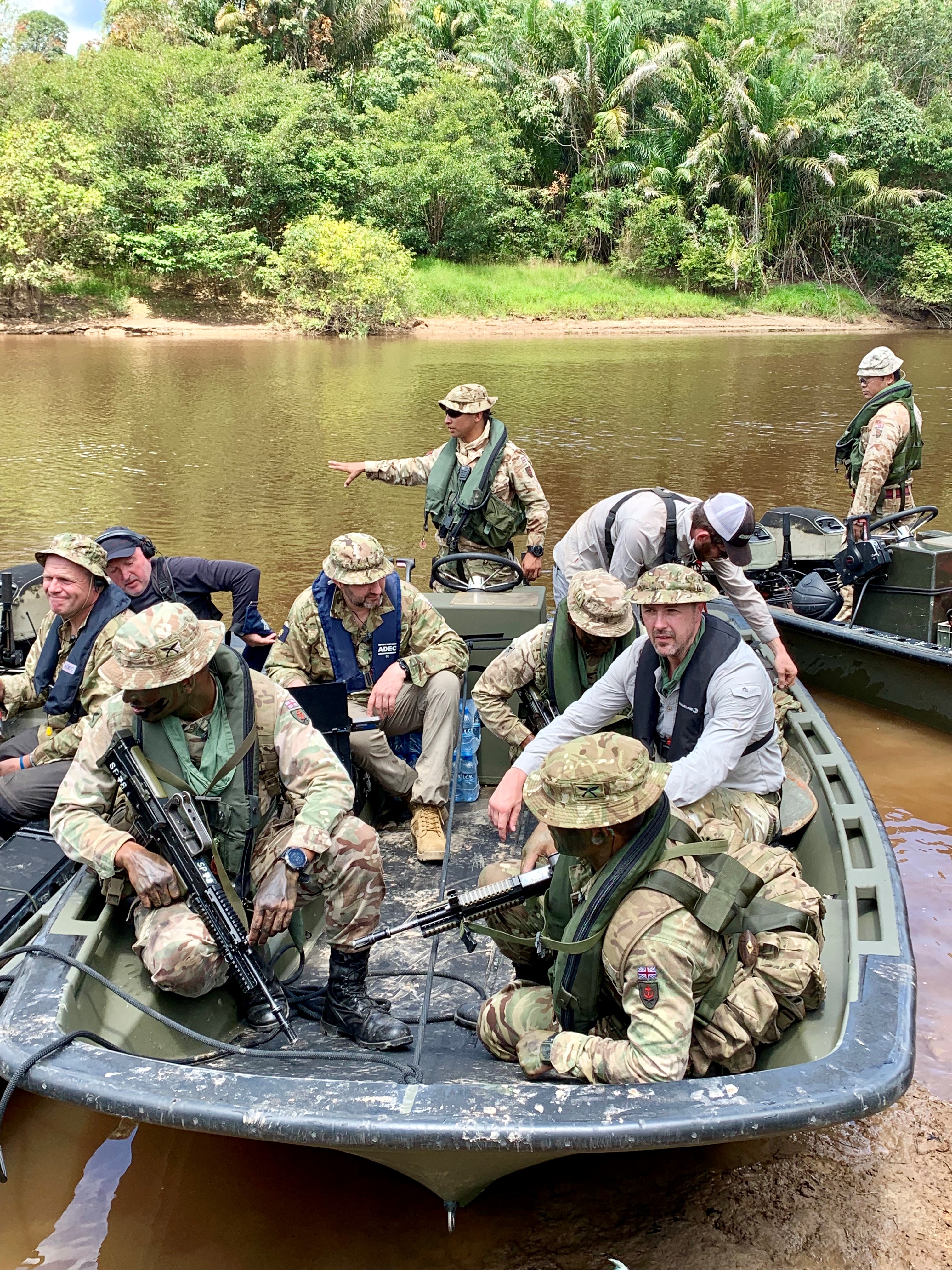 Paddy McGuinness and the Gurkha Boat Unit in Brunei for Top Gear. BFBS pic