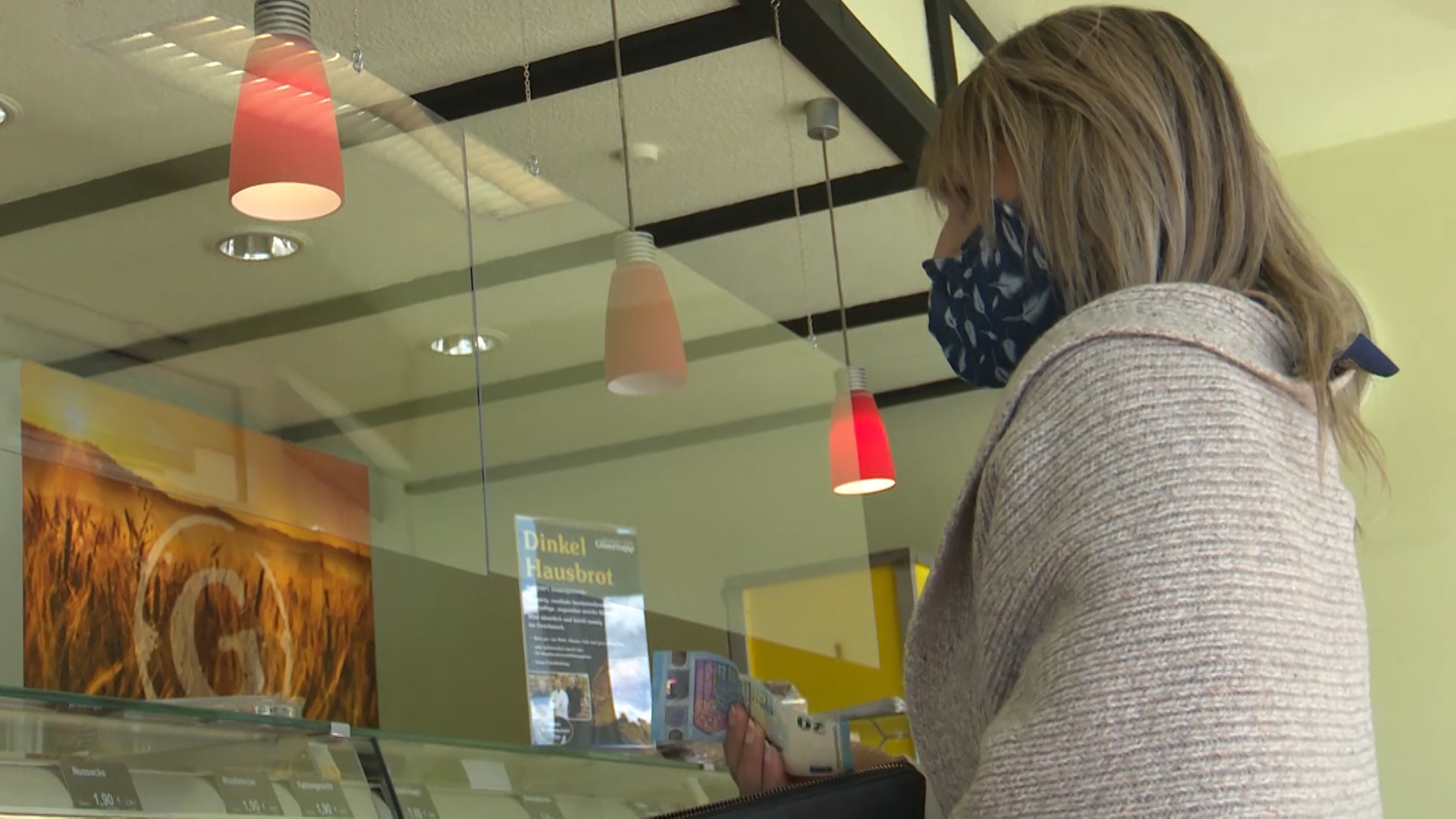 Pam Flora in German bakery during COVID CORONAVIRUS pandemic buys goods for veterans 180520 CREDIT BFBS.jpg