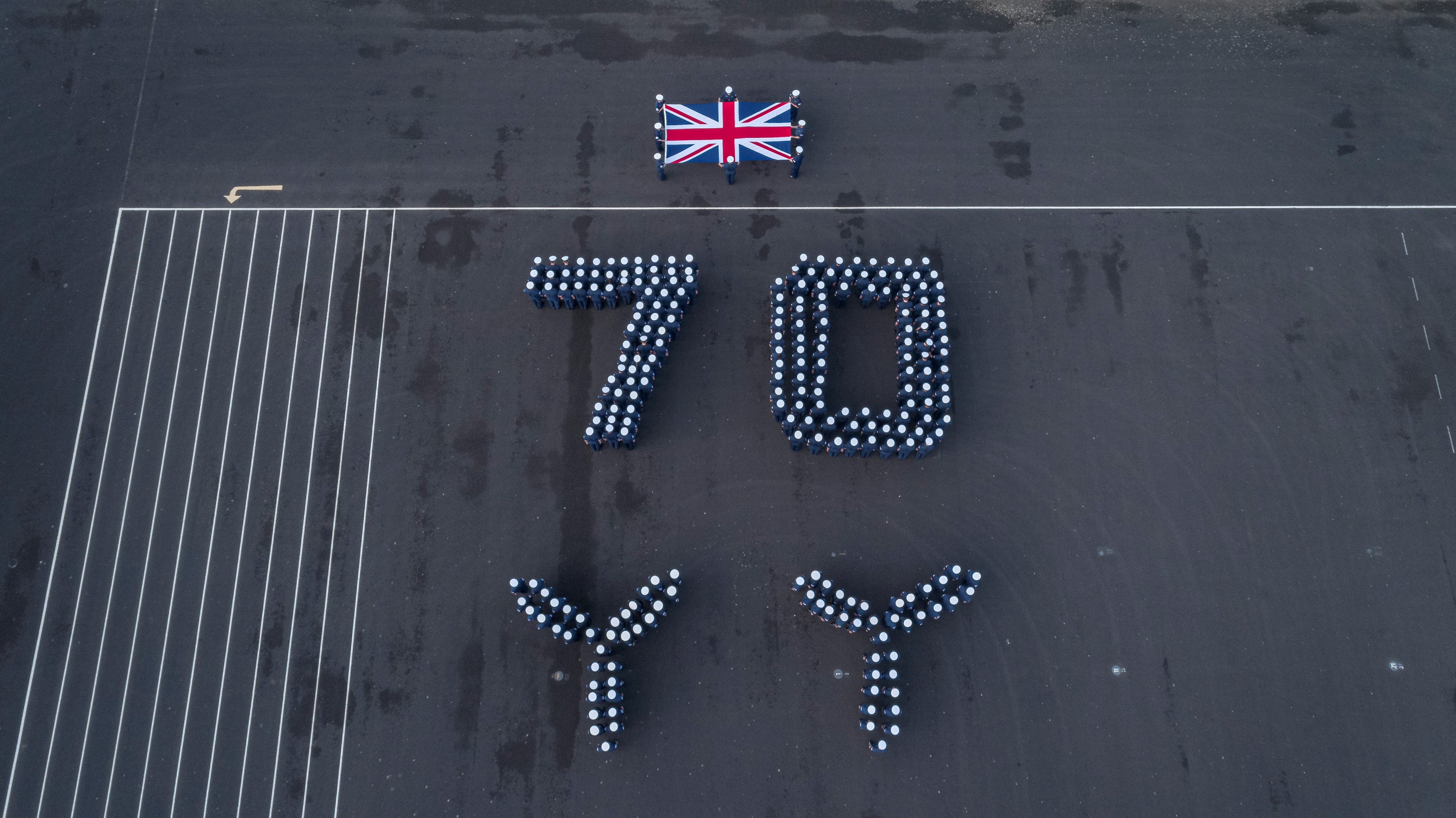 Parade grounds at HMS Sultan show off Platinum Jubilee tribute to The Queen 17052022 CREDIT ROYAL NAVY.jpg
