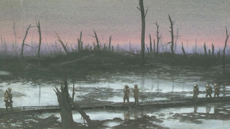 muddy First World War battlefield