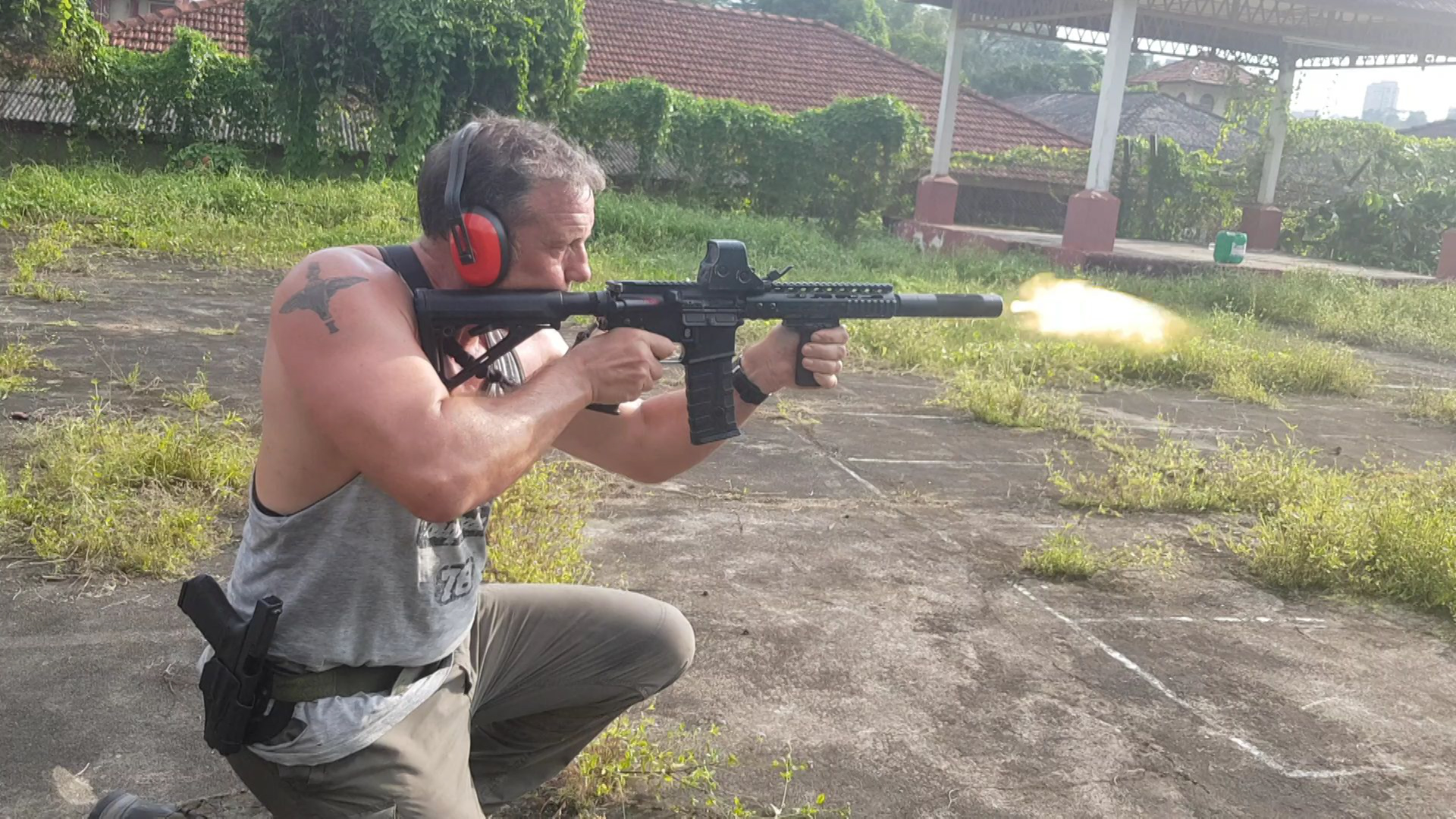 Paul Biddis doing weapon training CREDIT Paul Biddis