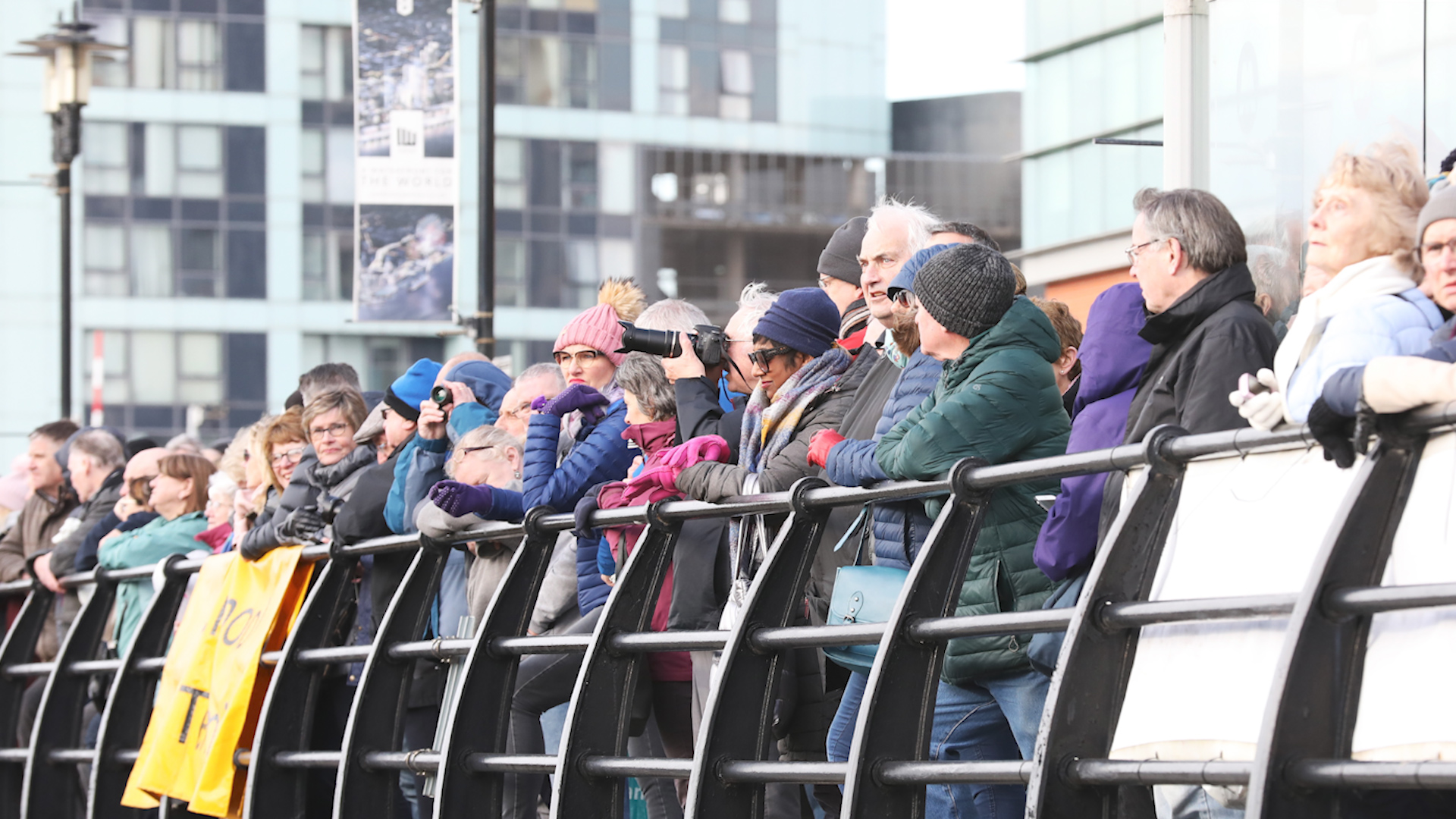 Crowds gathered to watch HMS Prince of Wales leave the city (Picture: Royal Navy).