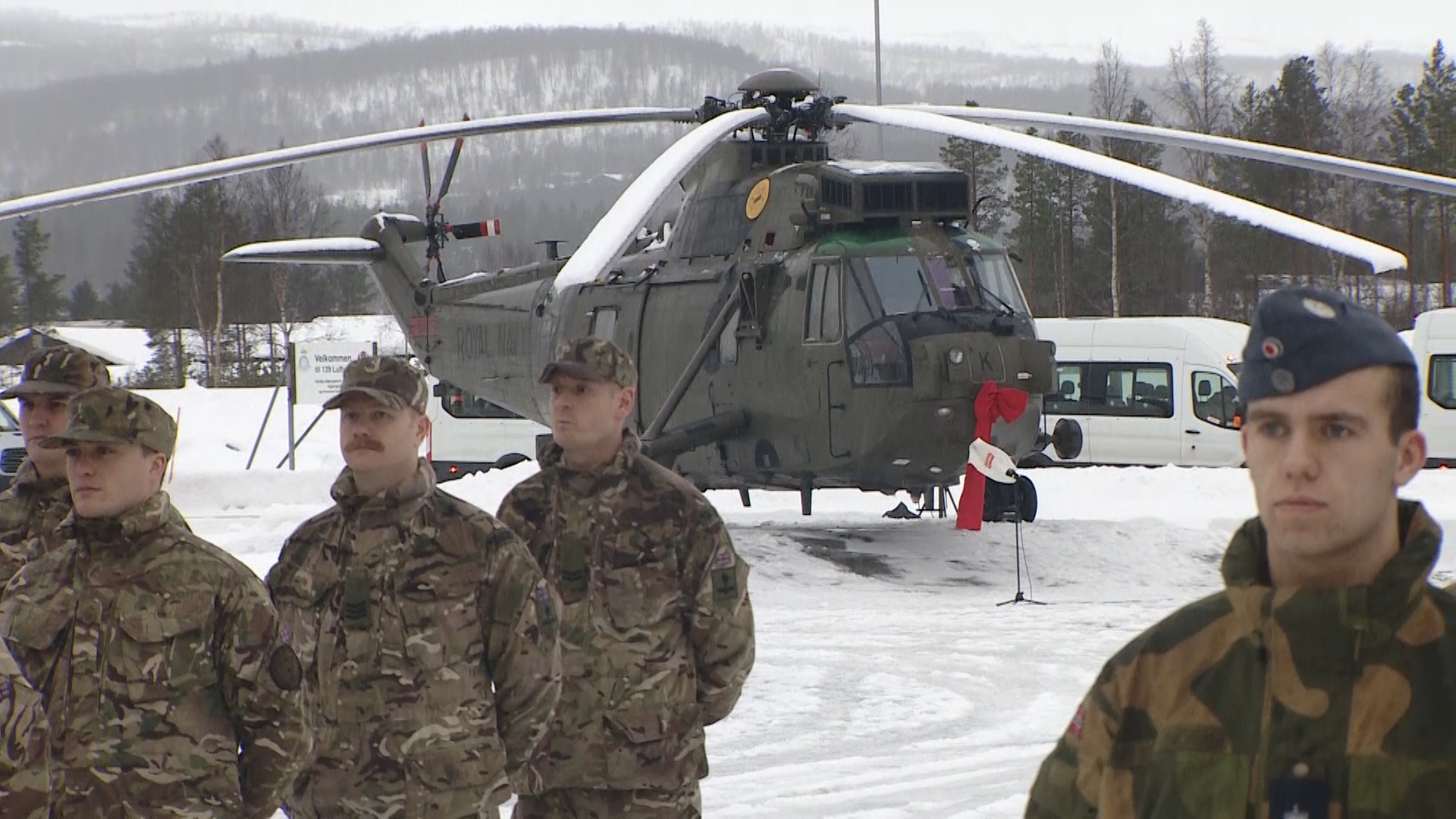Personnel at Bardufoss listen as a sea king is gifted to the air station 220219 CREDIT BFBS.jpg