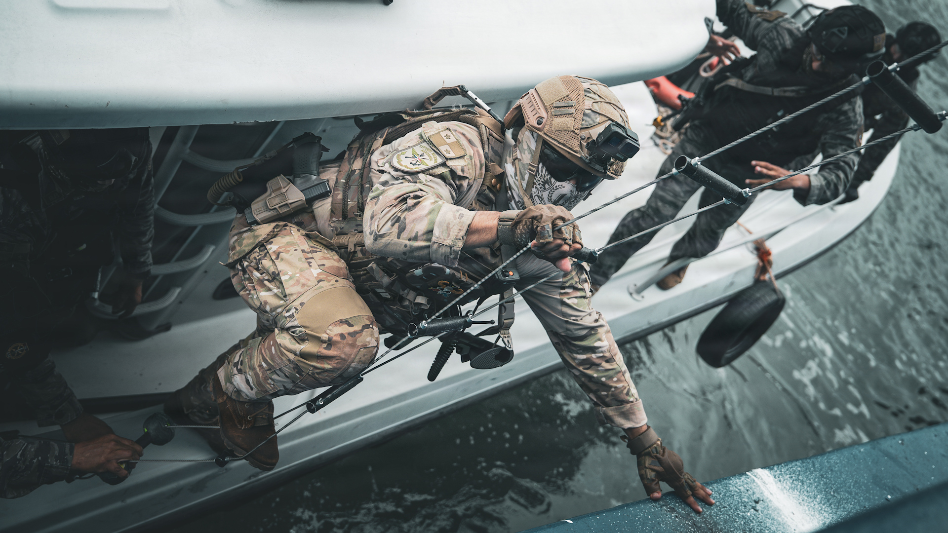 Personnel from Panama's Aeronaval, advised by US Special Operations troops, conduct visit, board, search and seizure training (Picture: US Department of War)