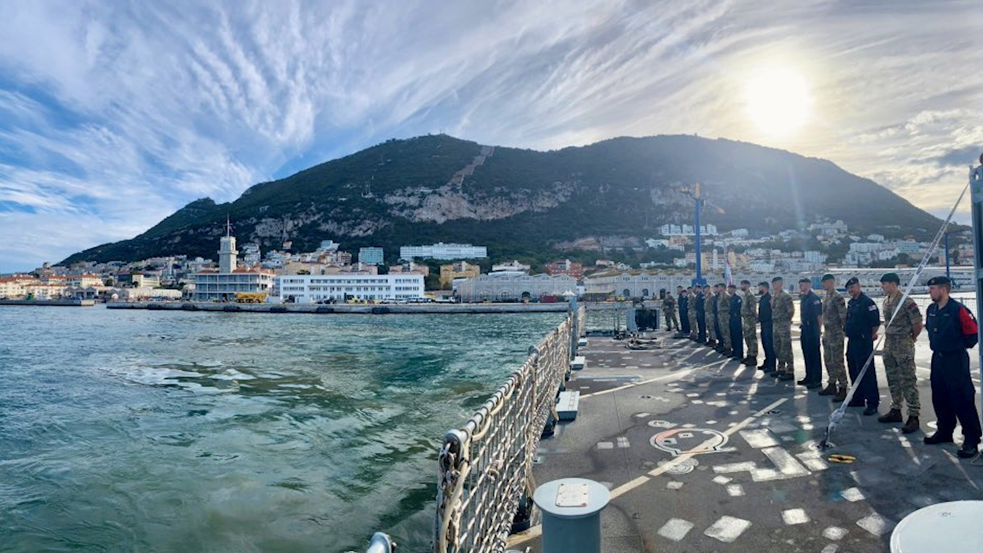 View of Gibraltar from Royal Navy ship HMS Trent