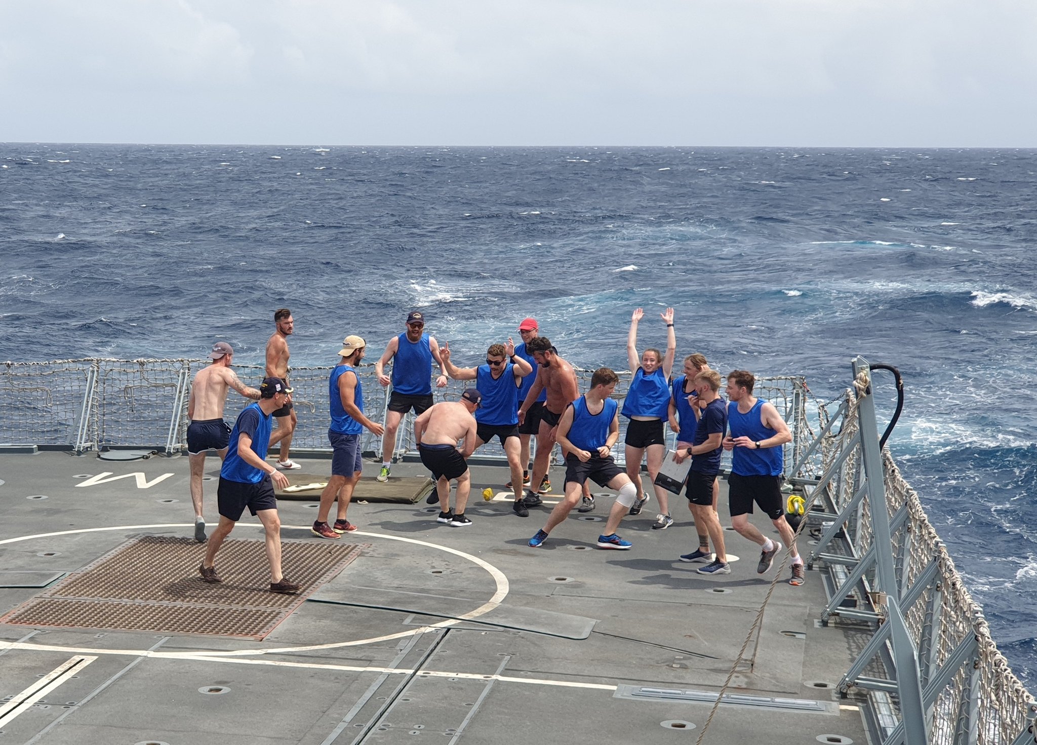 Personnel playing Swedish Longball onboard HMS Richmond 