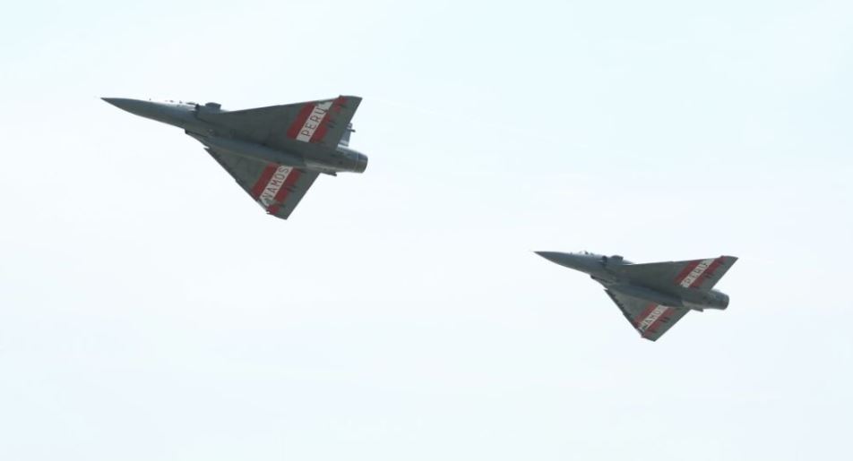 Peru military flypast New Zealand football team