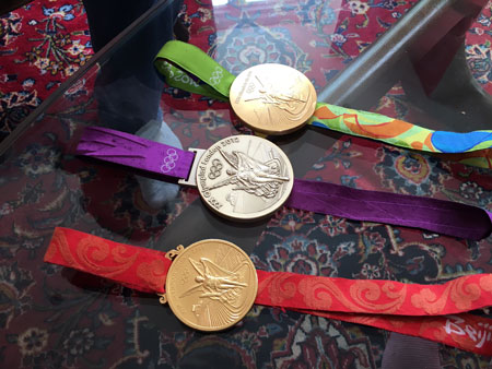 British rower Pete Reed's three Olympic gold medals