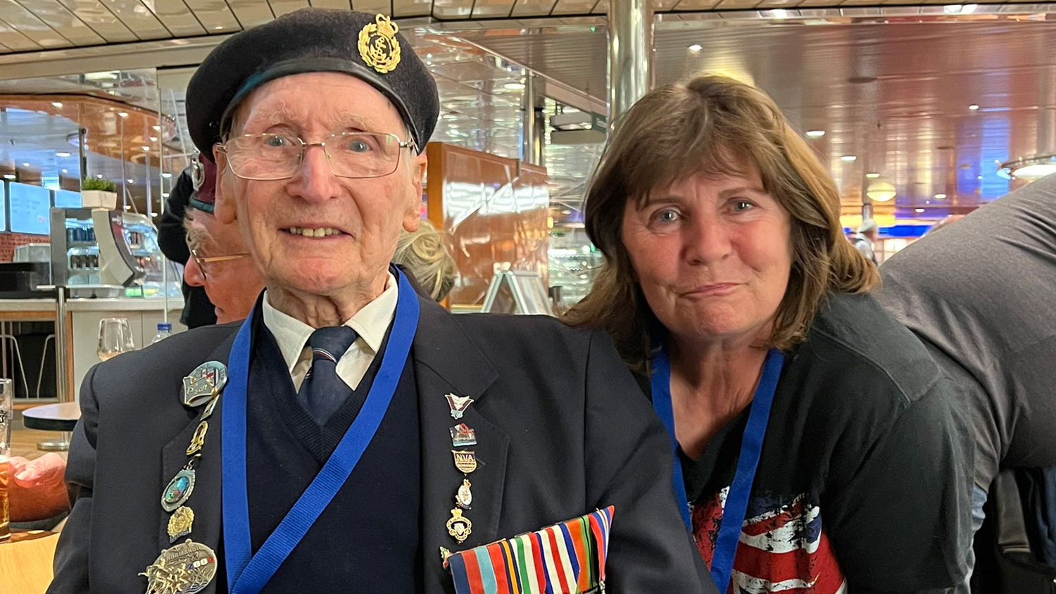 Peter Smoothy D-Day Veteran and Gillian Concannon London Cab Driver and Taxi Charity Volunteer CREDIT Taxi Charity