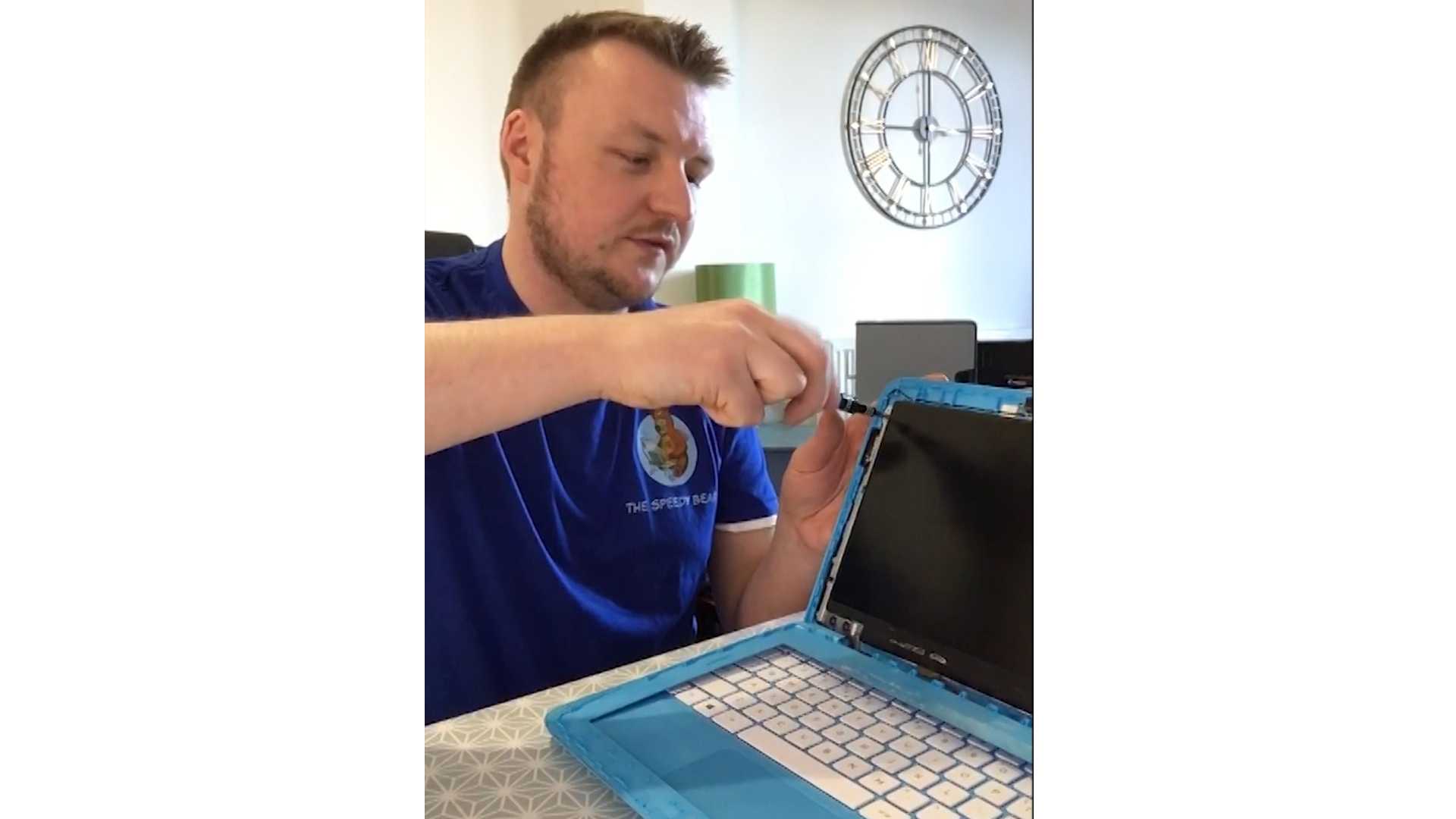 Mr Macrae has refurbished hundreds of devices for students learning at home.