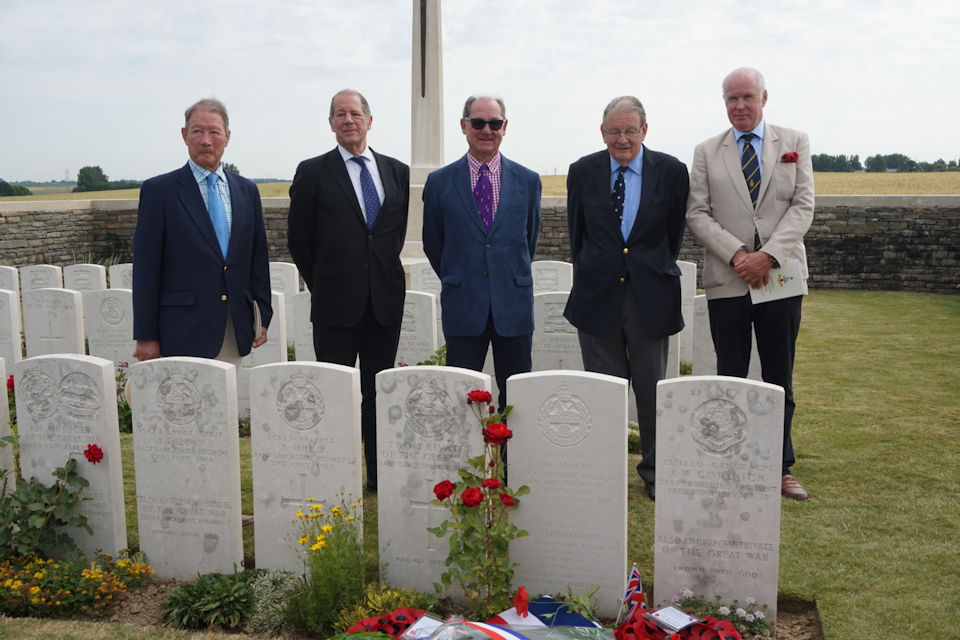 Five great nephews of Lieutenant Charles Stonehouse who attended today’s ceremony in France, Crown Copyright