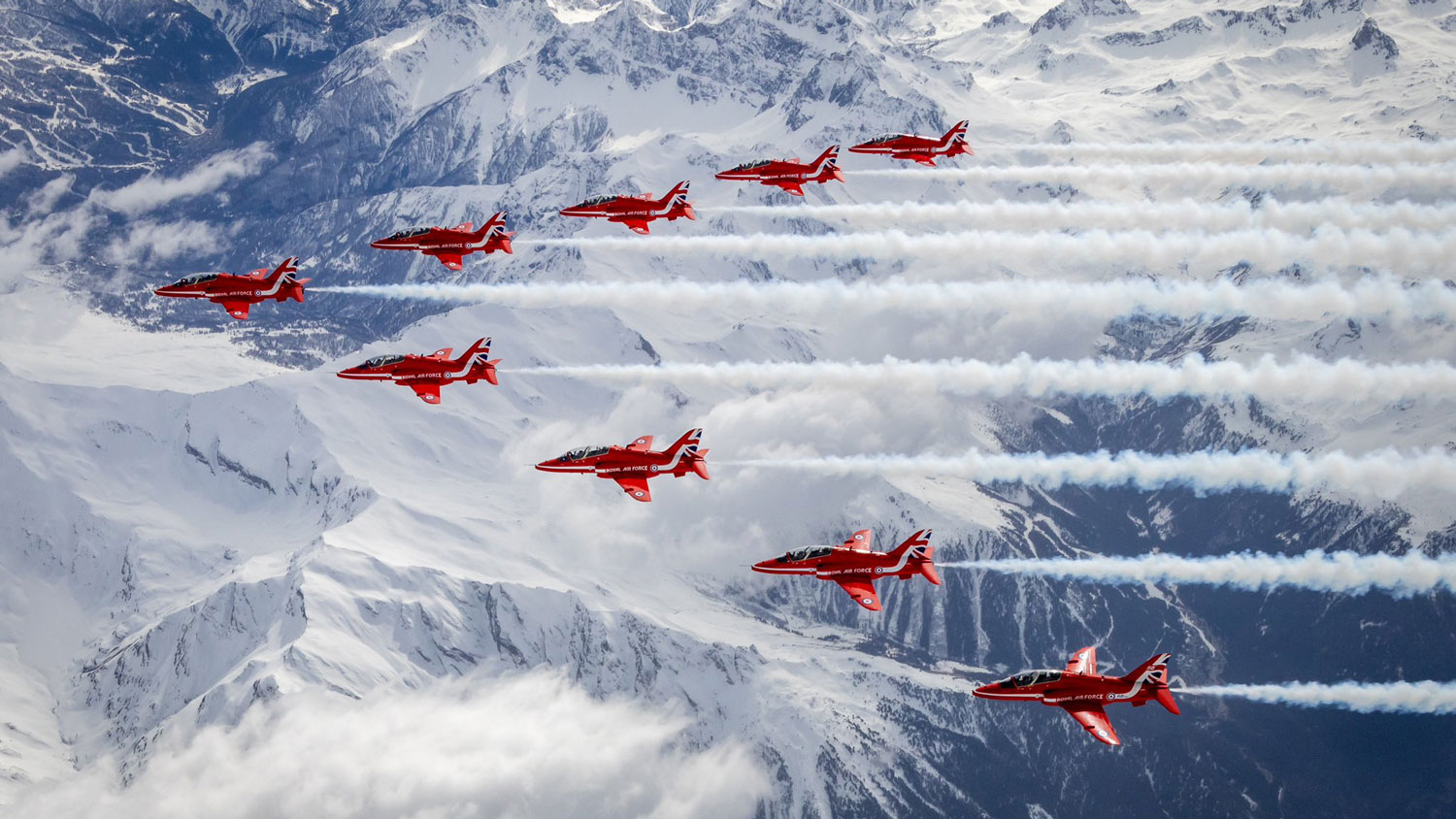 Red arrows piercing the sky 