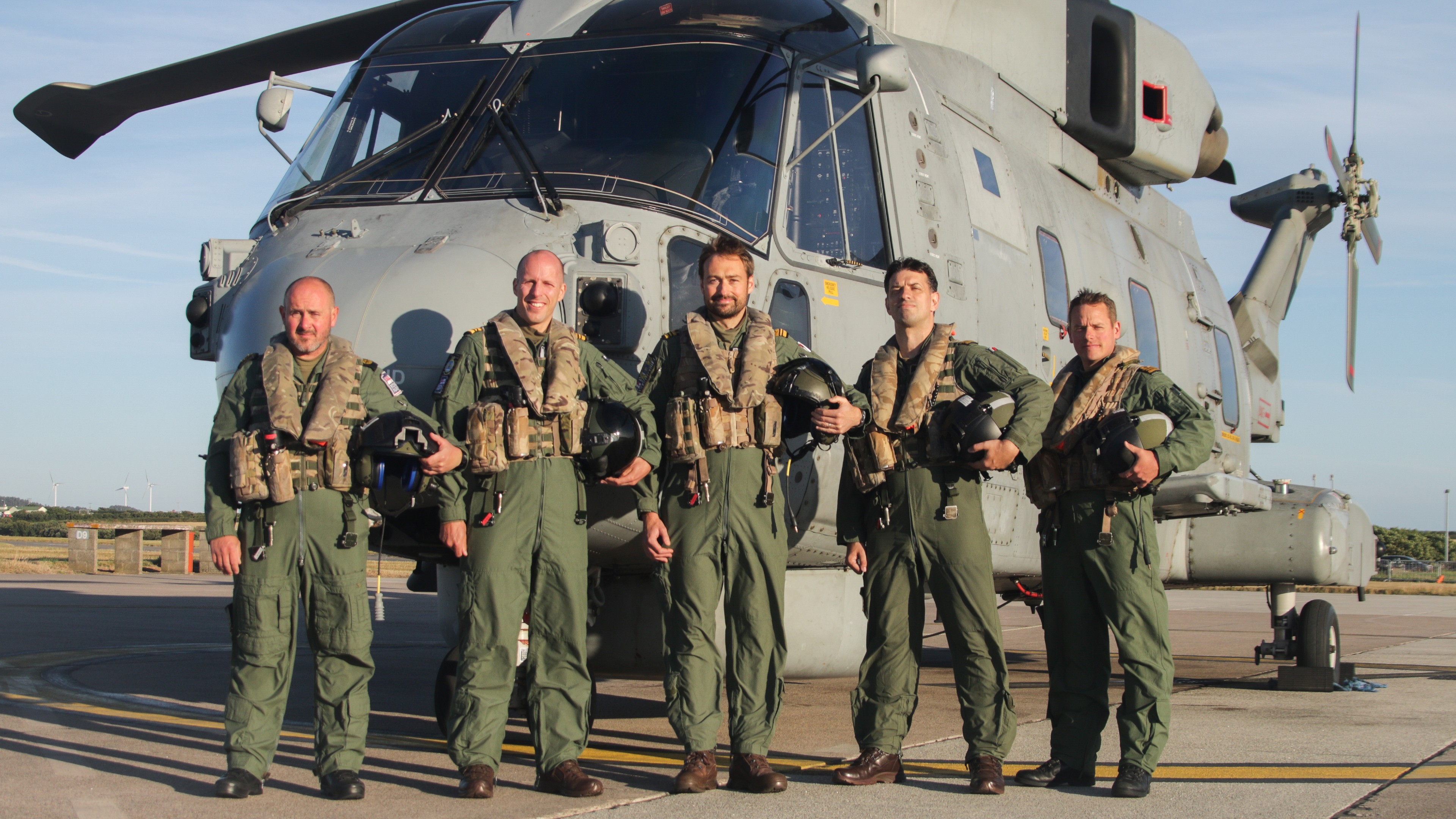 the crew from 814 NAS involved in the rescue of a French Sailor off the coast of Cornwall