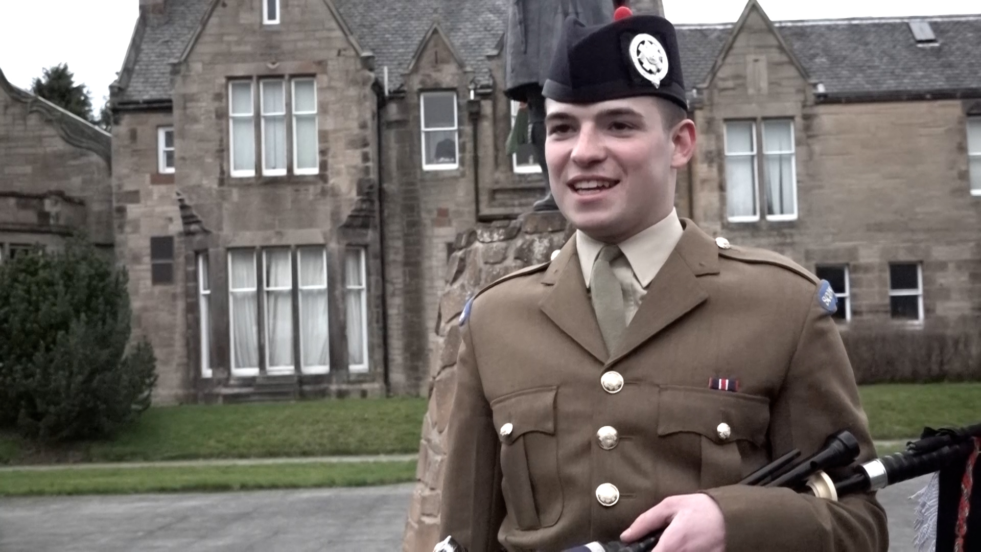 Piper Elvis Mowatt, Scots Guards, World Bagpipe Day 08032024 CREDIT BFBS