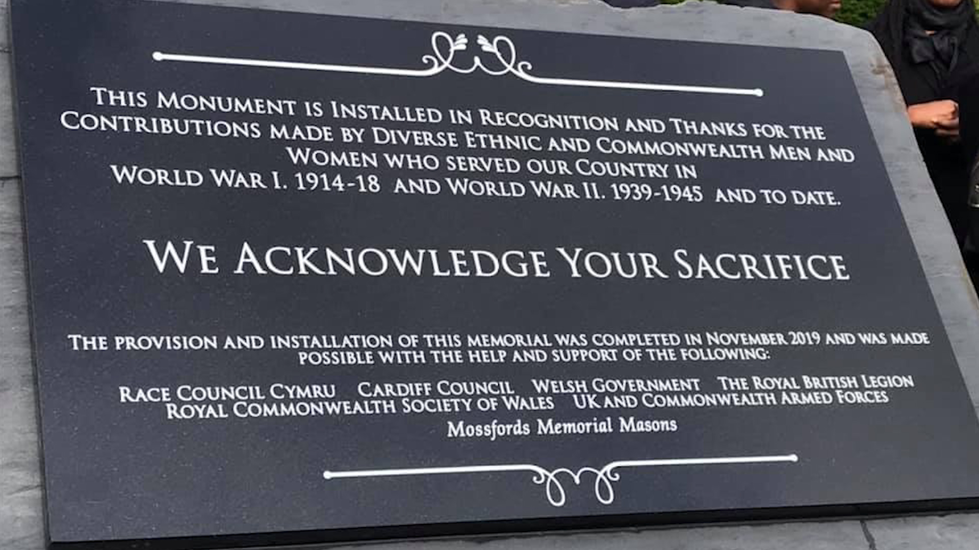 Plaque for BAME servicemen and women in Wales 041119 CREDIT Race Council Cymru.jpg 