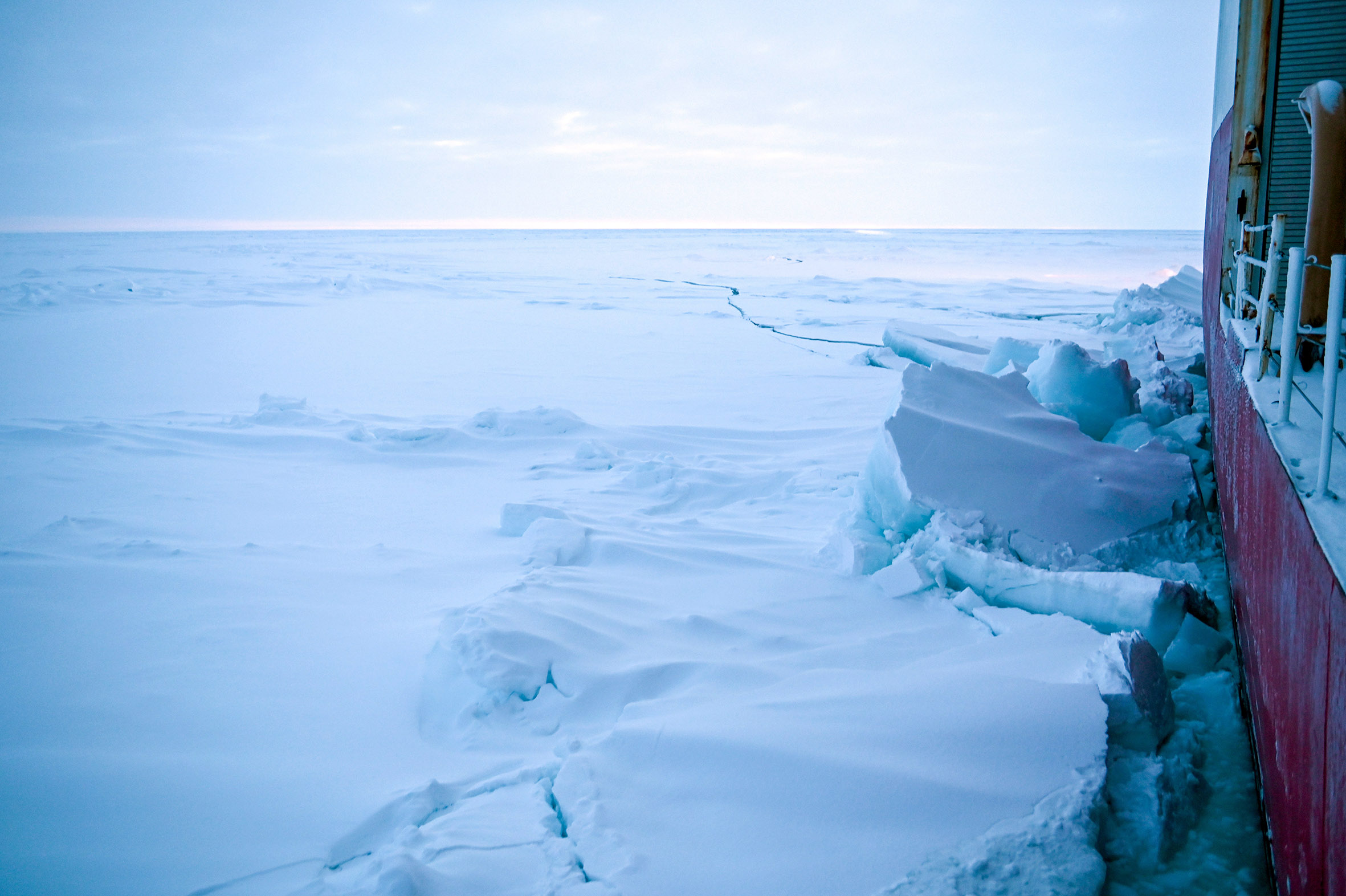 The Polar Star crunches her way through the Arctic ice sheet on her way north (Picture: Royal Navy).
