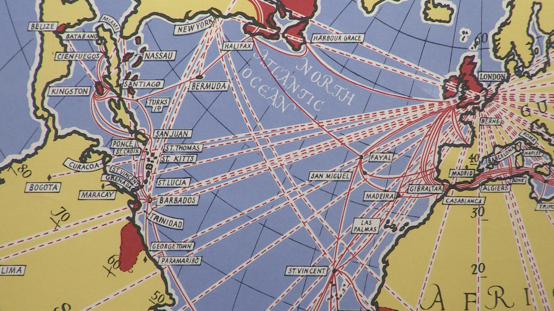 Cable and Wireless Great Circle Map by MacDonald Gill