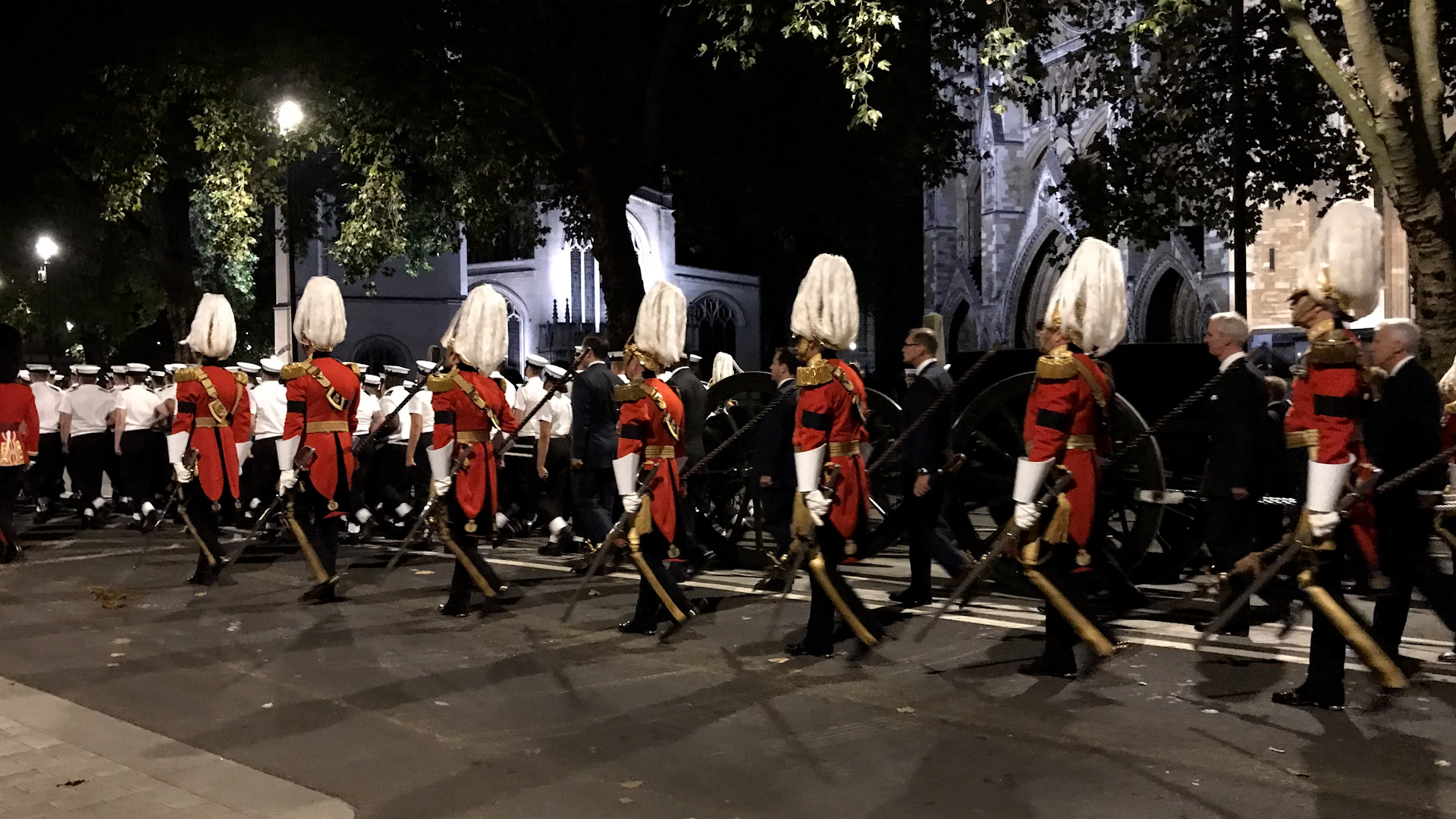 Pre-dawn drills as part of final preparations for Queen Elizabeth II's funeral.