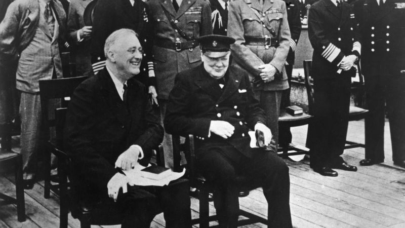 FDR and Winston Churchill aboard HMS Prince of Wales during the 1941 Atlantic Conference that led to the Atlantic Charter