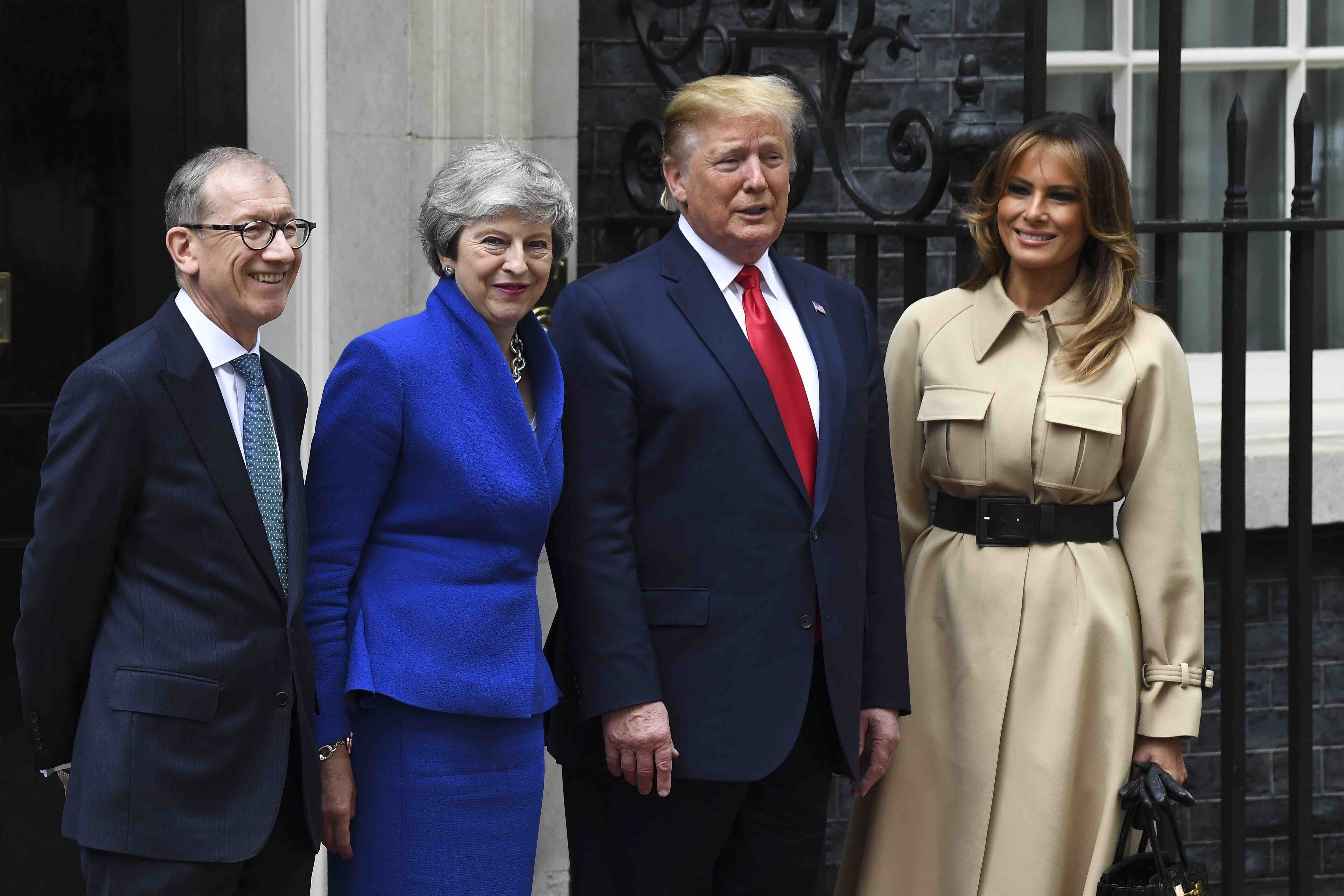 President Trump with Philip May, Prime Minister Theresa May, and First Lady Melania Trump on a state visit to the UK