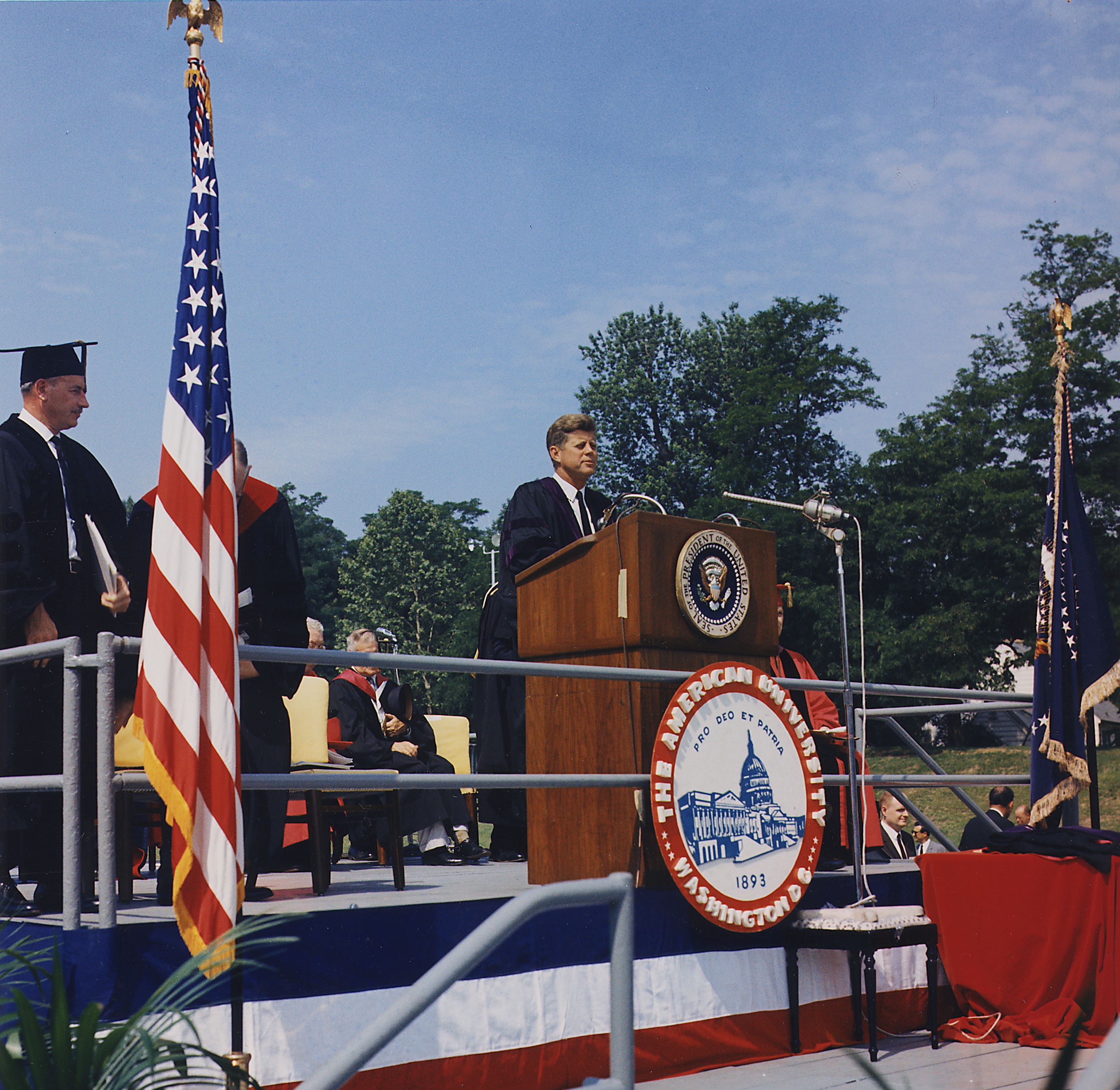 Kennedy giving a speech on Russia