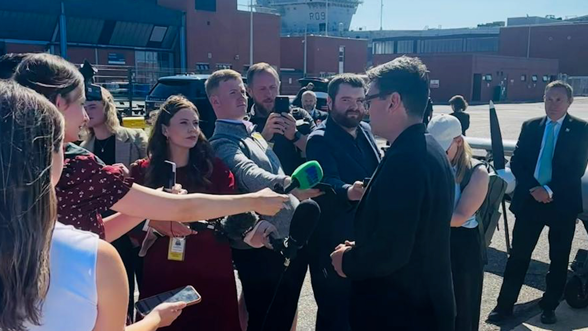 Prime Minister Andy Burnham HMNB Portsmouth HMS Prince of Wales  CREDIT BFBS