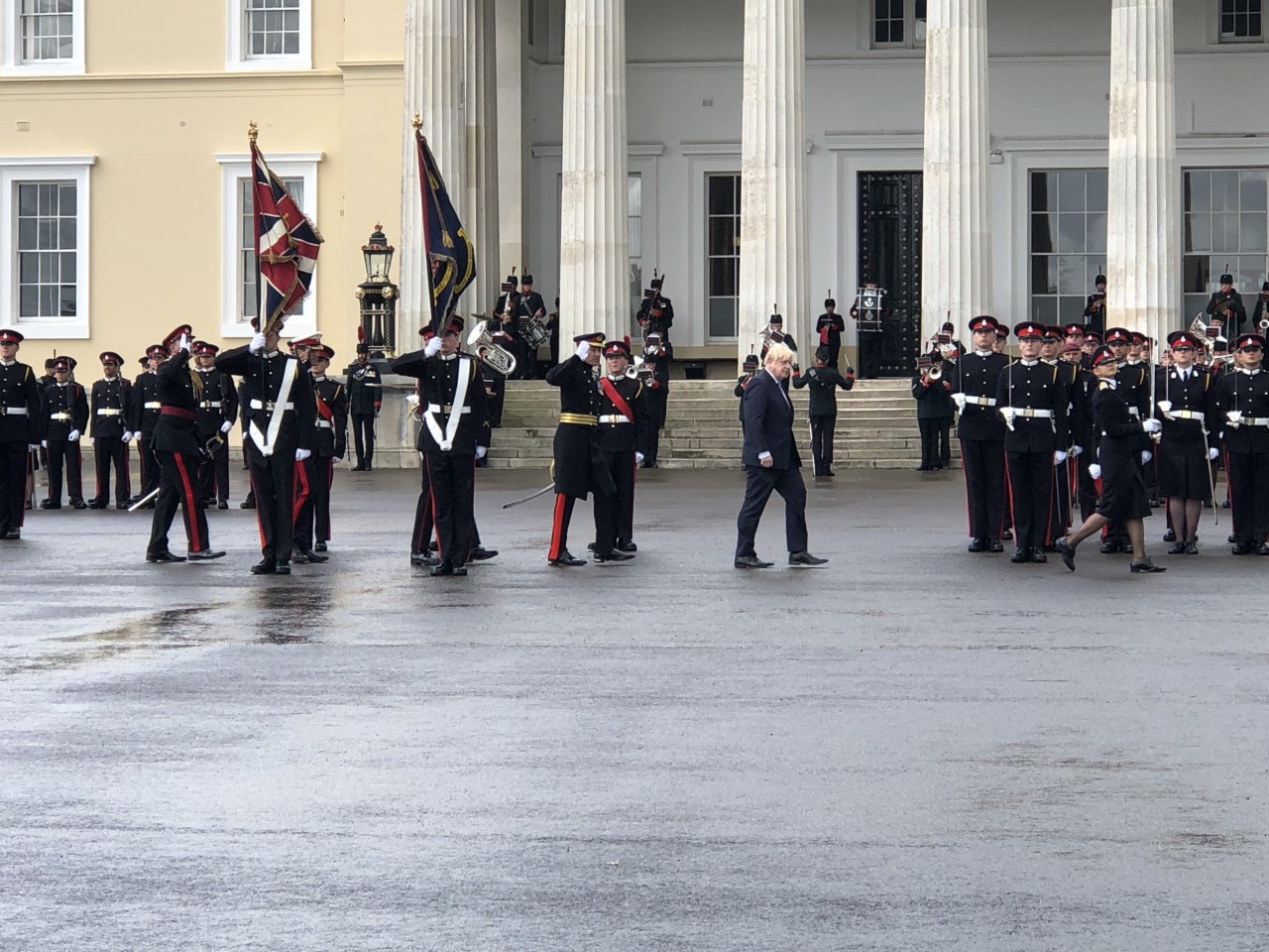 Prime Minister Boris Johnson inspecting newly commissioned British Army Officers at Sandhurst's Sovereign's Parade
