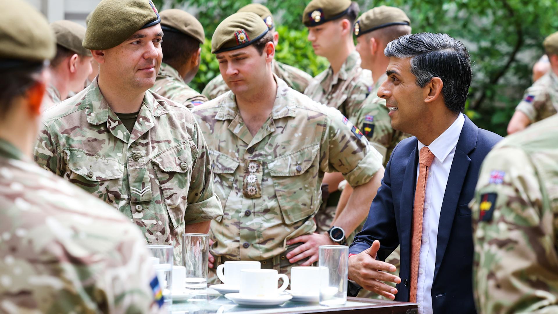 Prime Minister Rishi Sunak meets soldiers from Household Division Wellington Barracks for Armed Forces Week 4 230623 CREDIT MOD.jpg