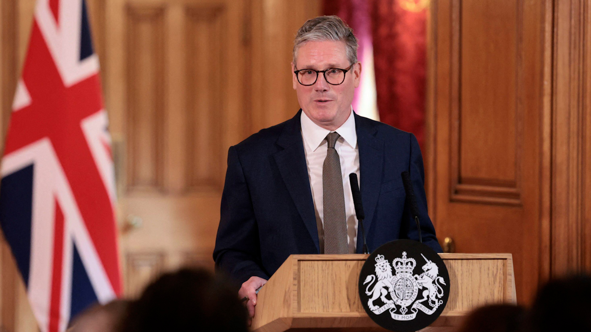 Keir Starmer giving a speech in Downing Street