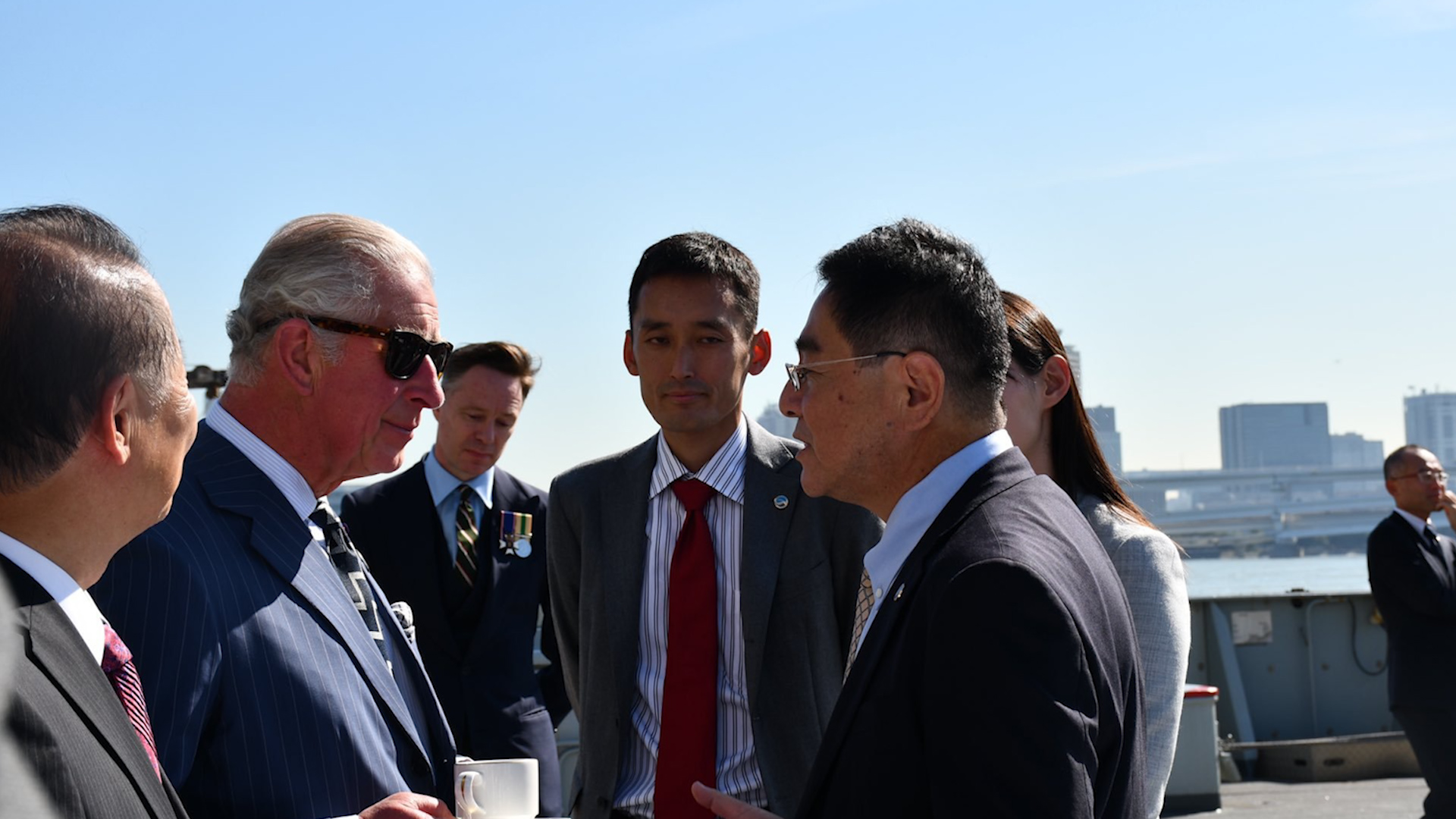 Prince Charles on board HMS Enterprise in Japan (Picture: Clarence House).