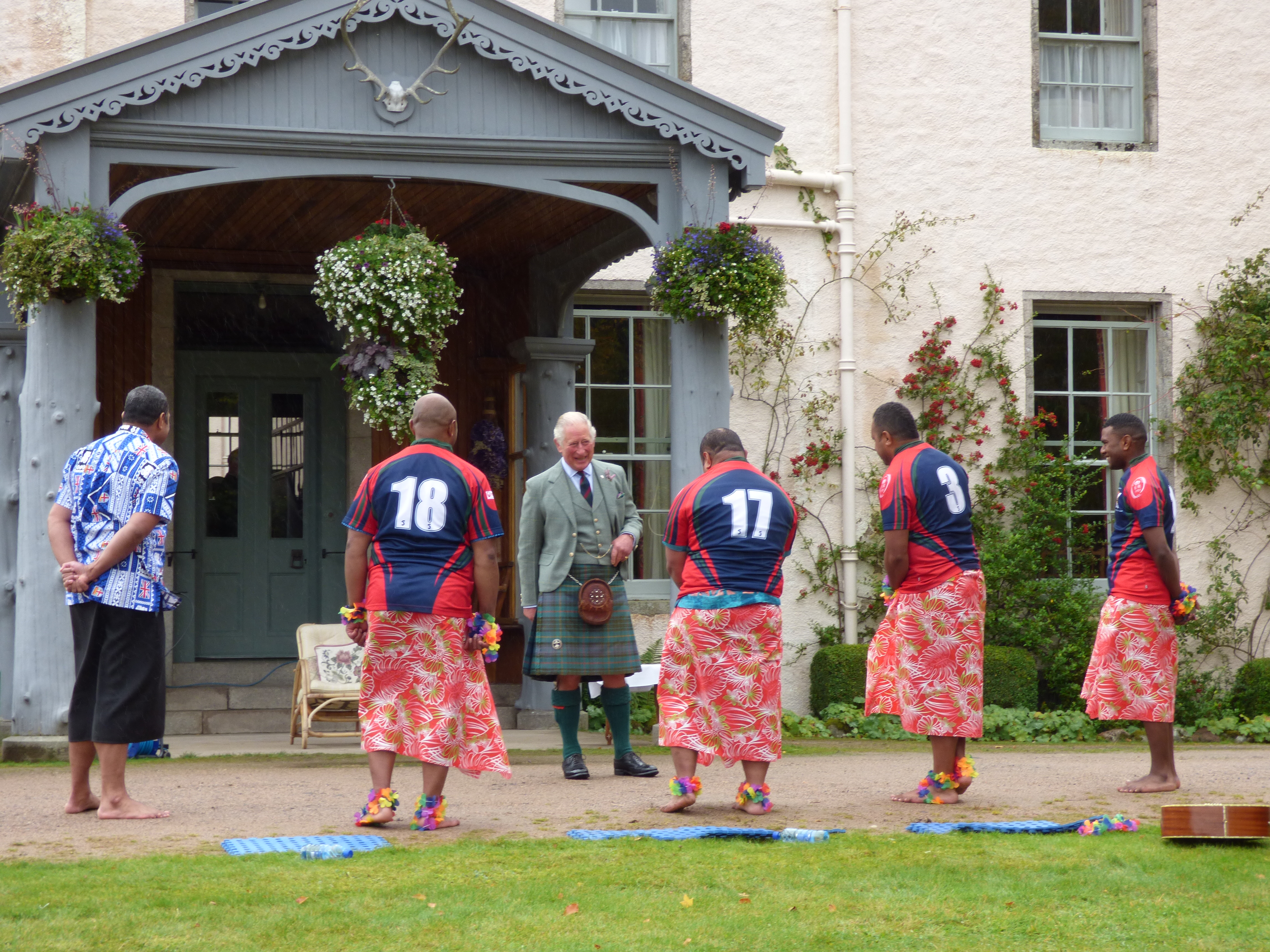 Prince Charles with Fijian soldiers at Birkhall (Picture: Clarence House).