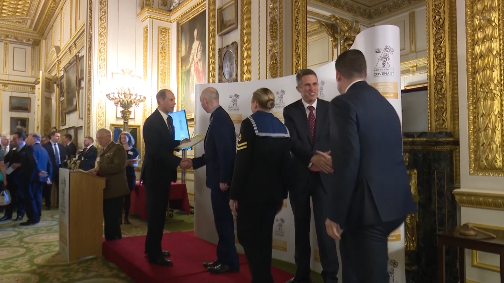 Prince Edward and Gavin Williamson at Emplyer Recognition Scheme Award ceremony 131118 CREDIT BFBS.jpg