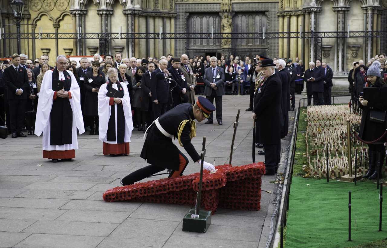 Prince Harry lays a cross at the Field of Remembrance (Picture: British Army).