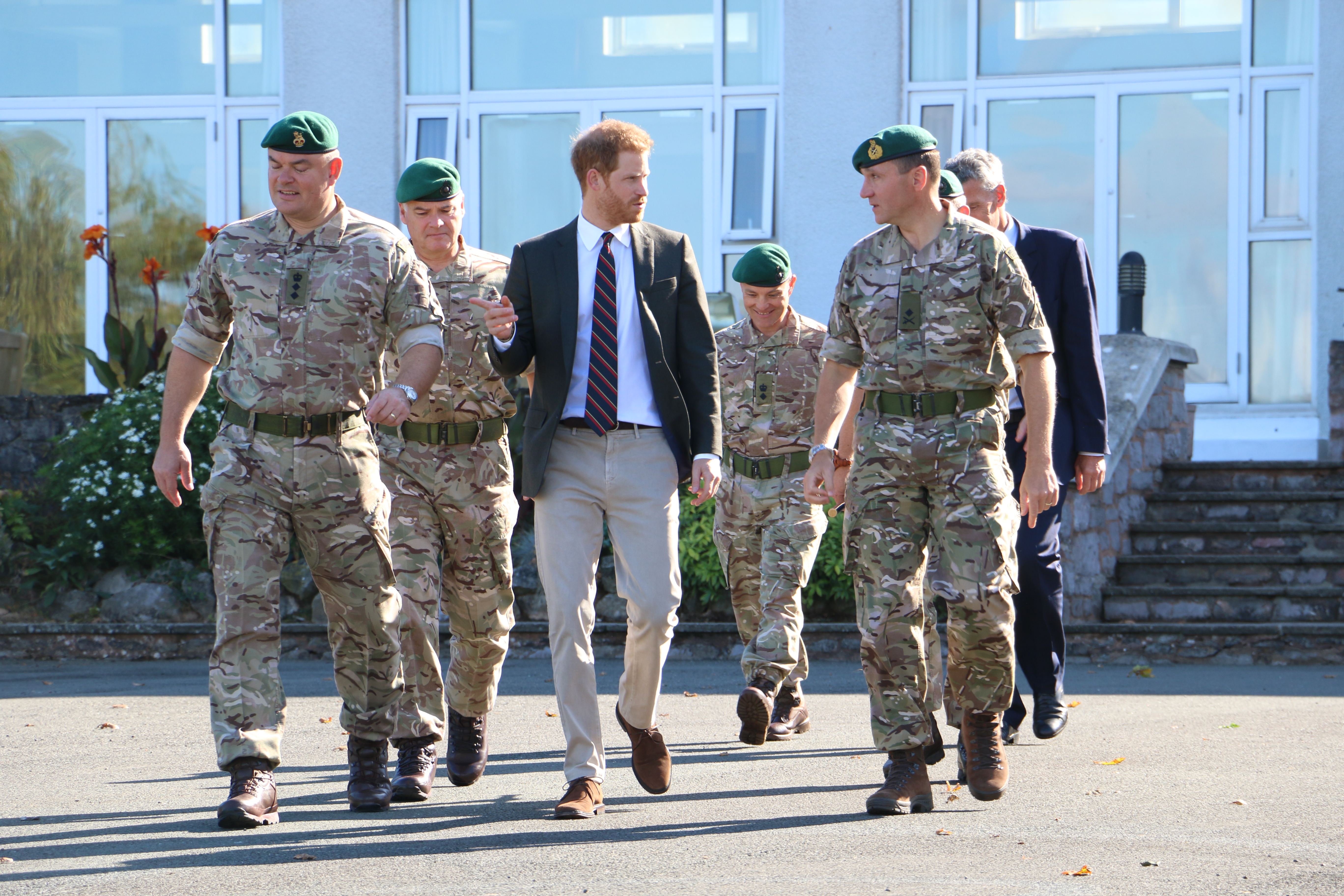 Prince Harry meeting Royal Marines Recruits