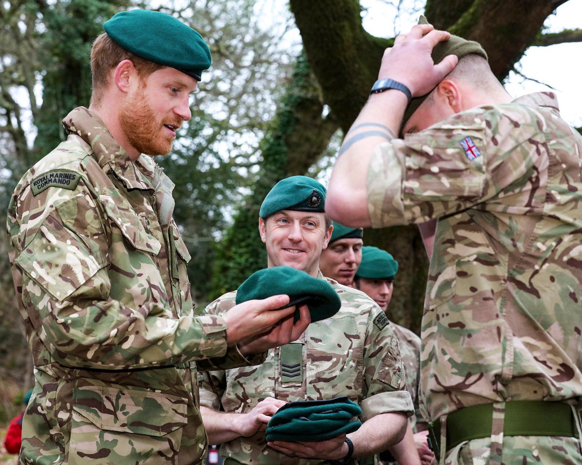 Prince Harry presents Royal Marine with green beret 210219 CREDIT Kensington Palace Twitter