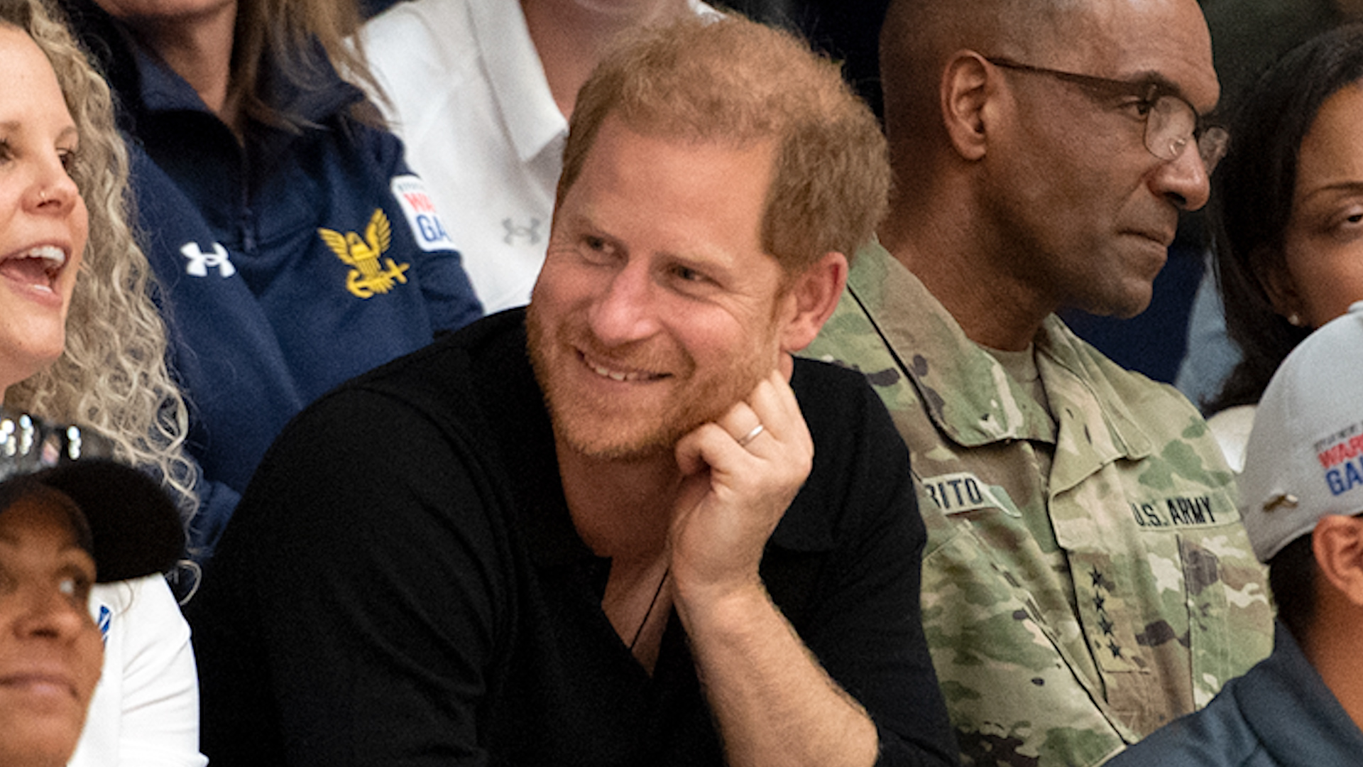 Prince Harry sits with fans of the 2023 DoD Warrior Games at Naval Base Coronado in San Diego 12062023 CREDIT US Dept of Def