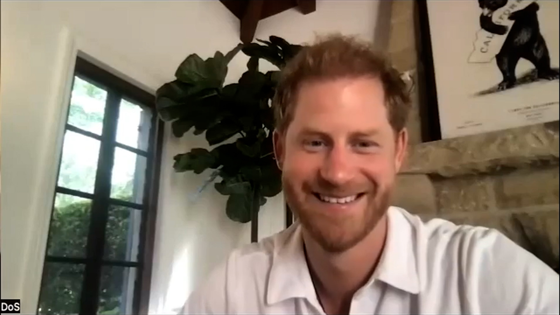 His Royal Highness the Duke Of Sussex Prince Harry smiling on a video call with Lee Spencer CREDIT INSTAGRAM @LeeSpencer_RM