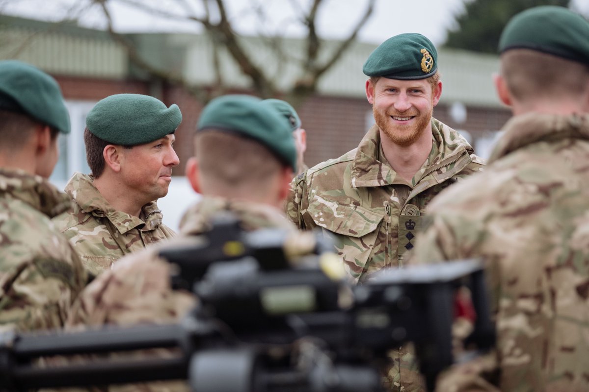 The duke's military appointments have been put on hold for the next year, after he stepped away from the Royal family (Picture: Royal Marines/Twitter).