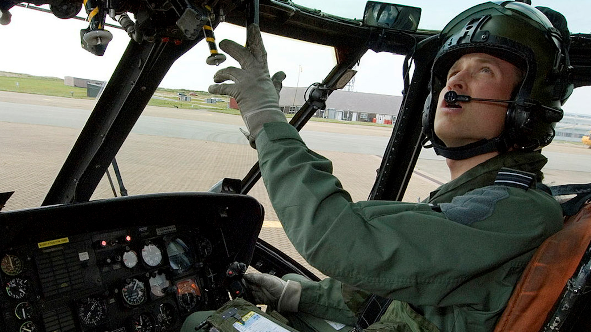 Prince William at the controls of a Seaking helicopter following his qualification as a Royal Air Force Search and Rescue pilot 17092010 CREDIT MOD