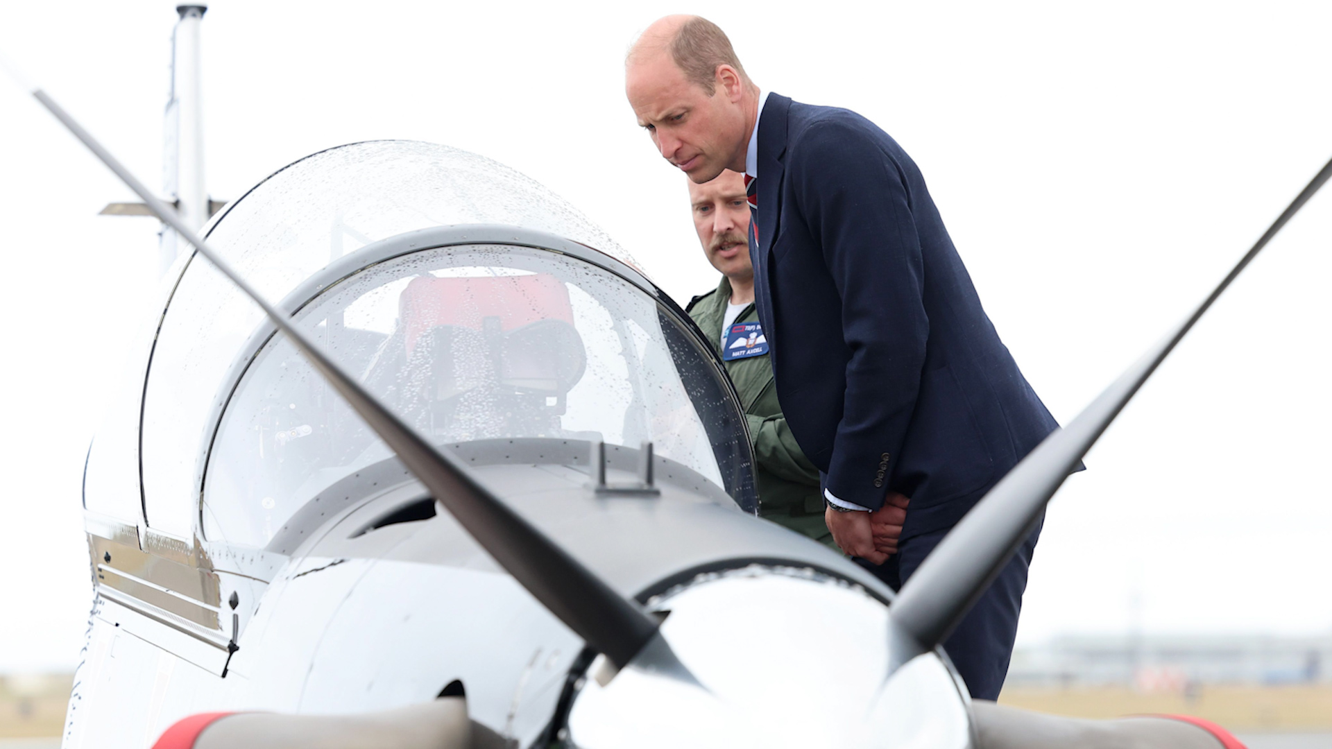 Prince William gets an introduction to a RAF Short Tucano trainer aircraft 09072024 NO REUSE CREDIT PA WIRE, PA IMAGES