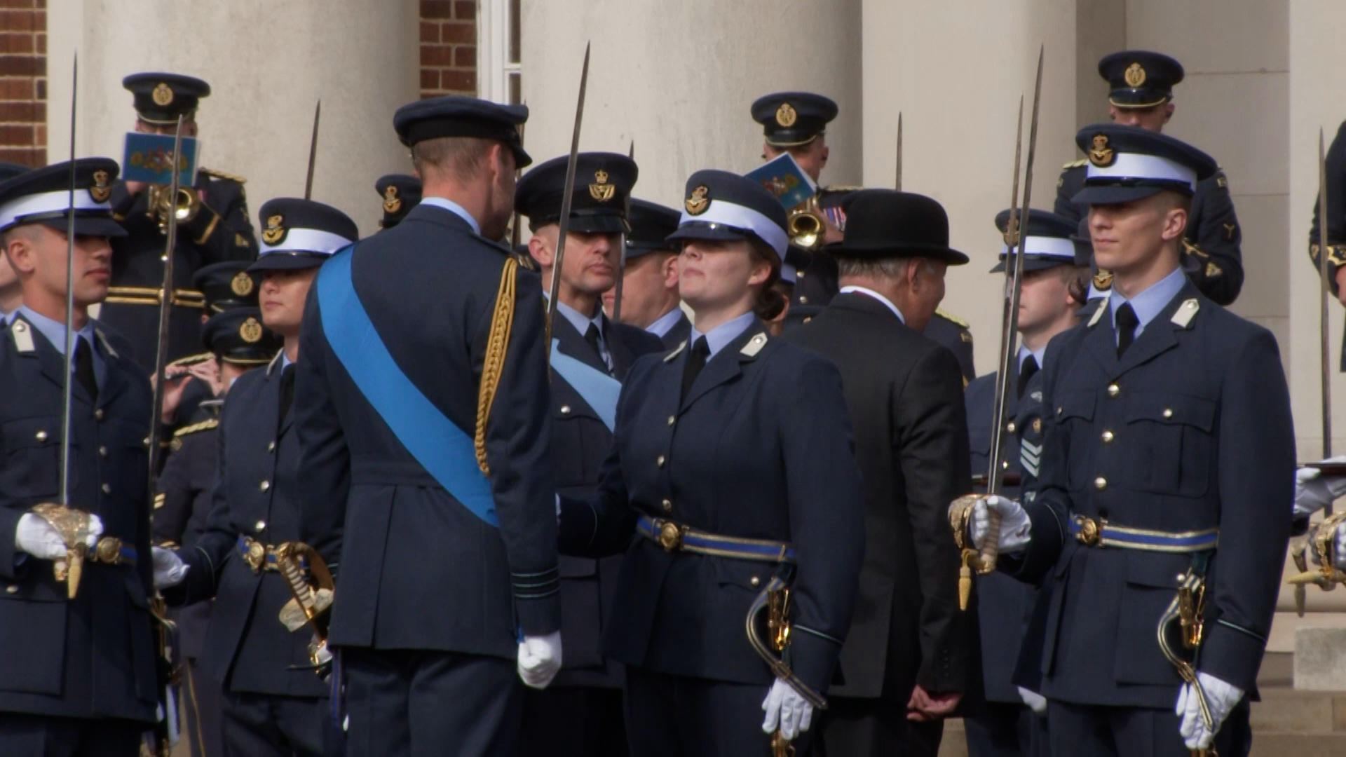 Prince William inspecting the newly commissioned officers at RAF Cranwell during the Sovereigns Parade