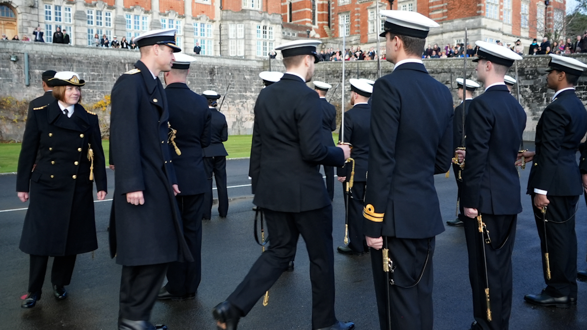 Prince William met some of the Cadets who had taken part in the parade at the Britannia Royal Naval College 14122023 CREDIT BFBS