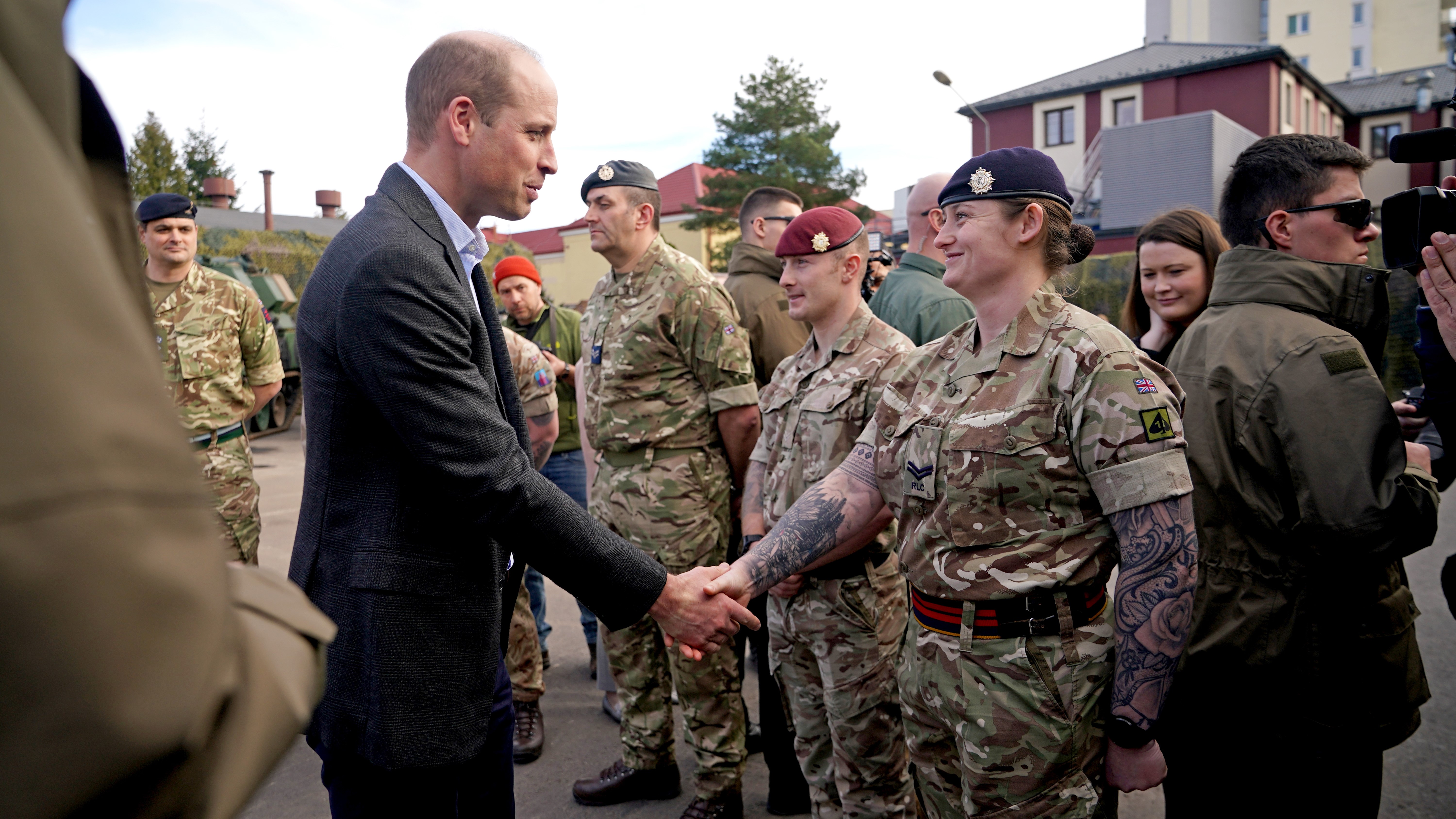 Prince of Wales meeting members of the British military during a visit to Poland 220323 NO REUSE CREDIT PA WIRE, PA IMAGES