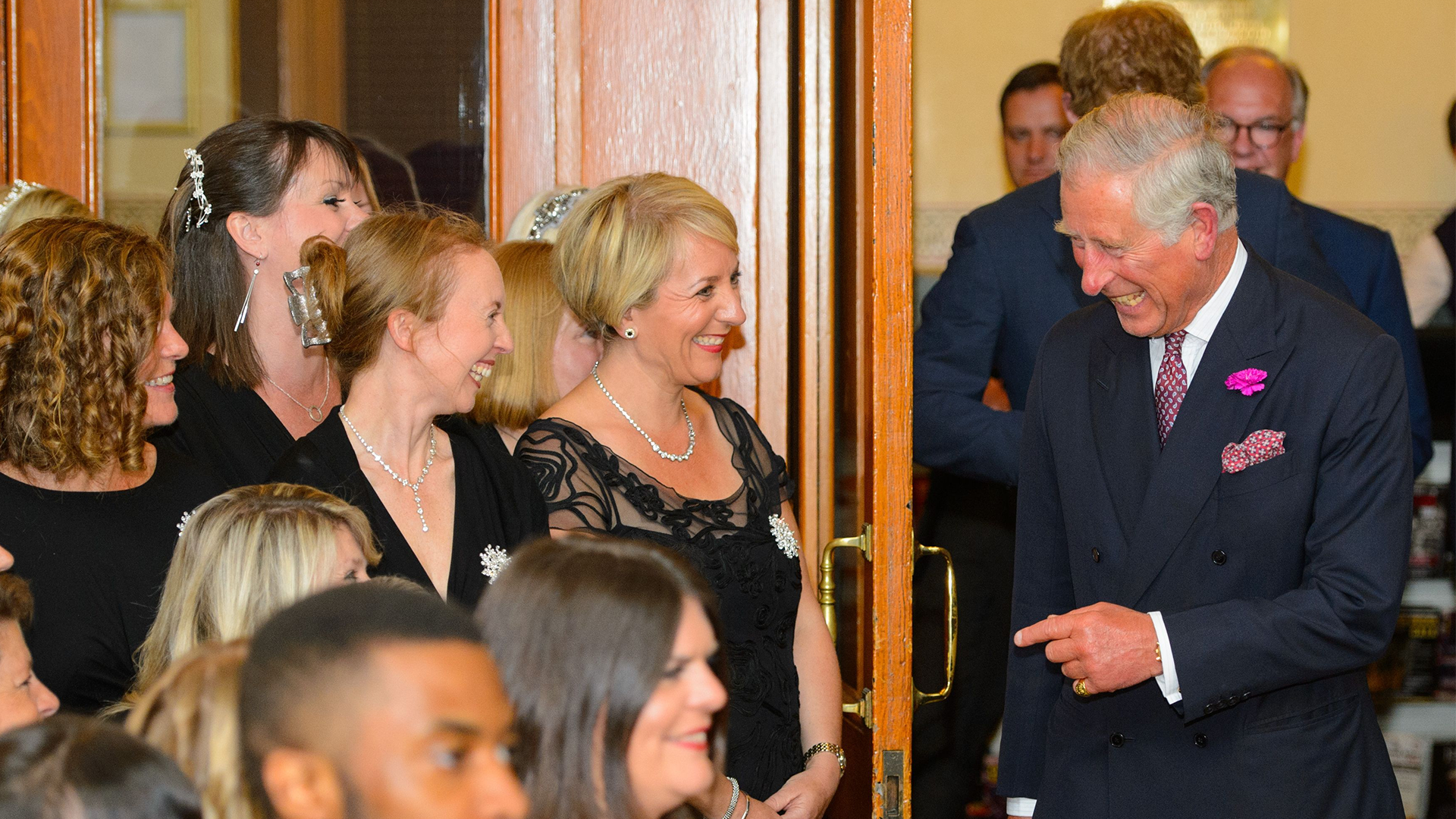 Prince of Wales meeting members of the Military Wives Choir at the Business in the Community 2014 Responsible Business Awards Gala Dinner at the Royal Albert Hall, London CREDIT PA
