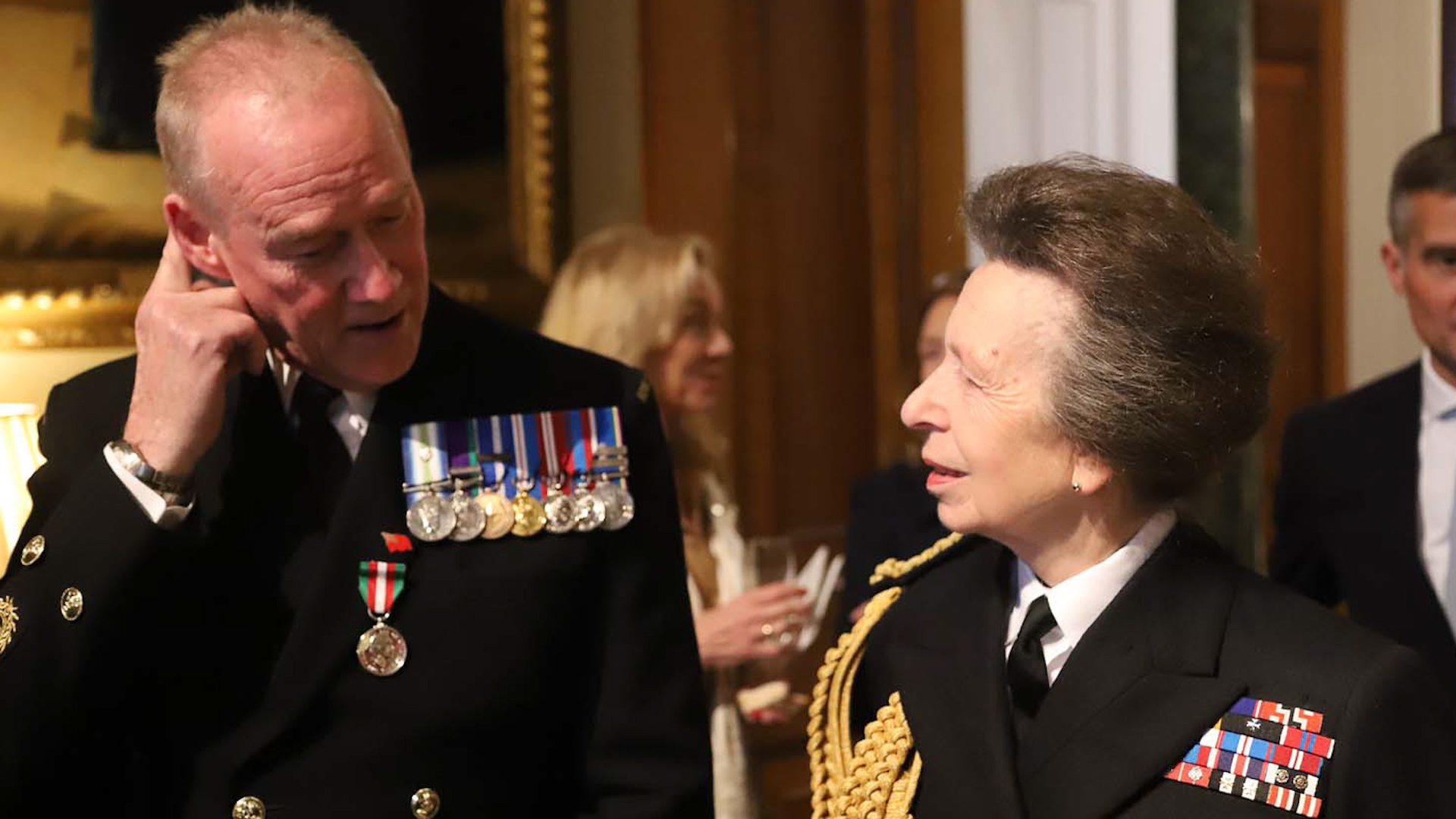 Princess Royal presented Chief Petty Officer Martin Etwell Merchant Navy Medal for Meritorious Service 241123 CREDIT ROYAL NAVY