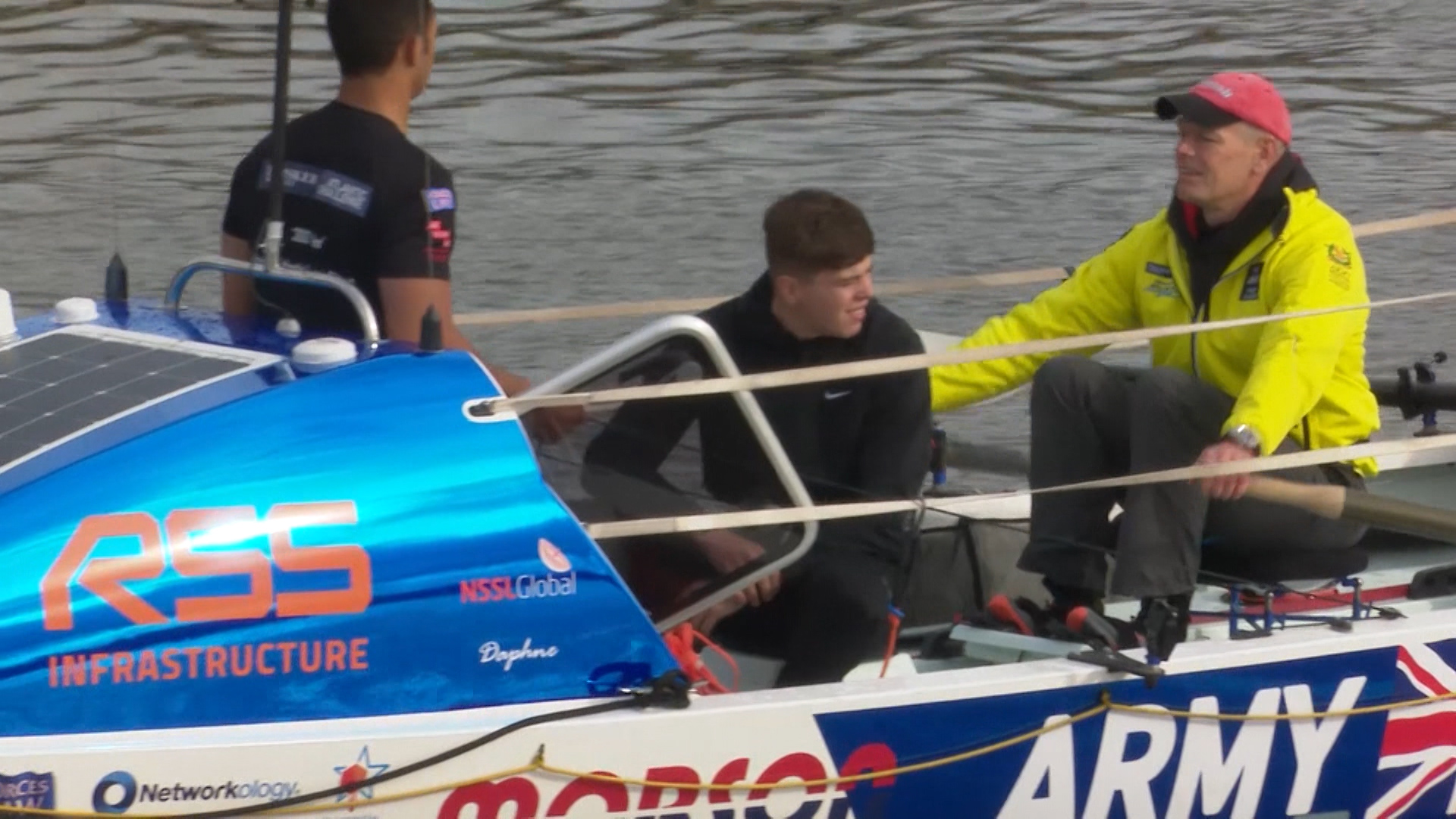 Private Kian Helm (centre) prepares for Talisker Whisky Atlantic Challenge.