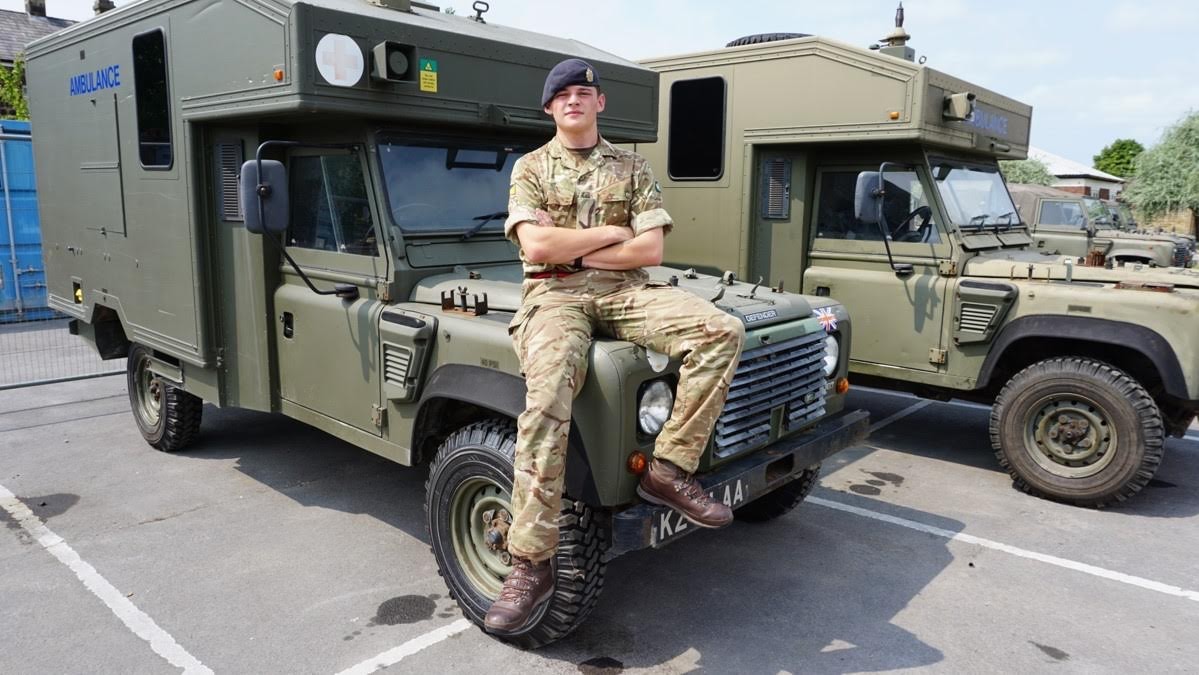 Private Michael Bunning, who performed CPR on two teenage boys after they had been pulled out of the sea